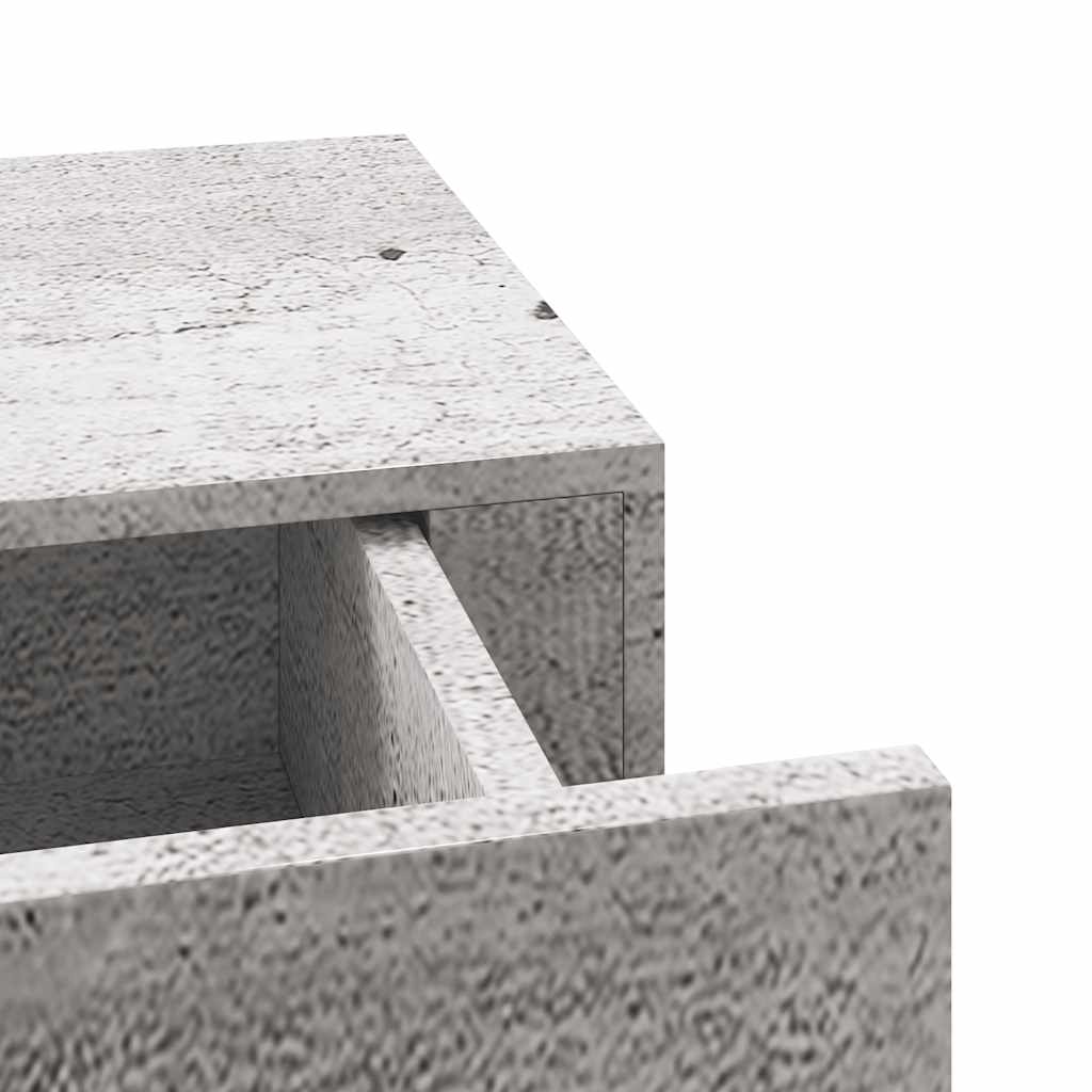 Étagères à tiroir murales 2 pcs Gris béton 60x23,5x10 cm MDF