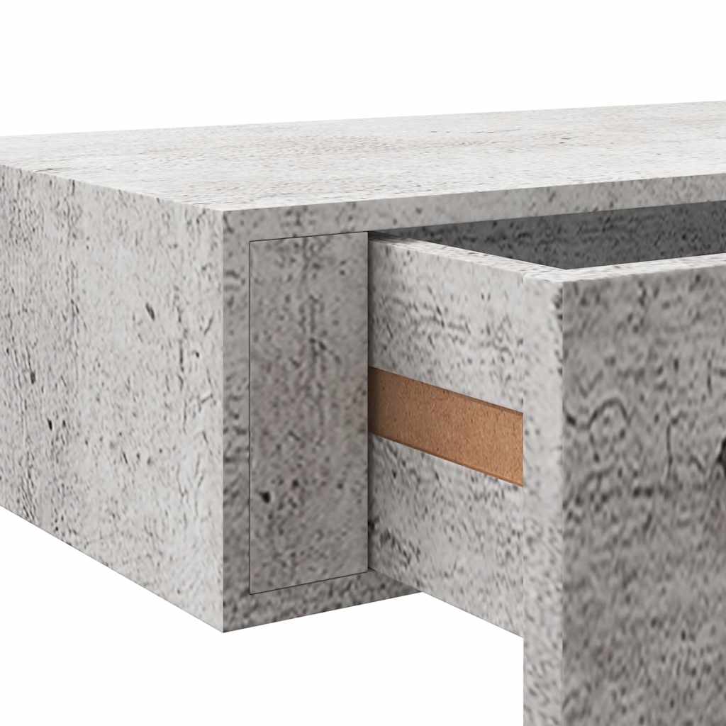 Étagères à tiroir murales 2 pcs Gris béton 60x23,5x10 cm MDF