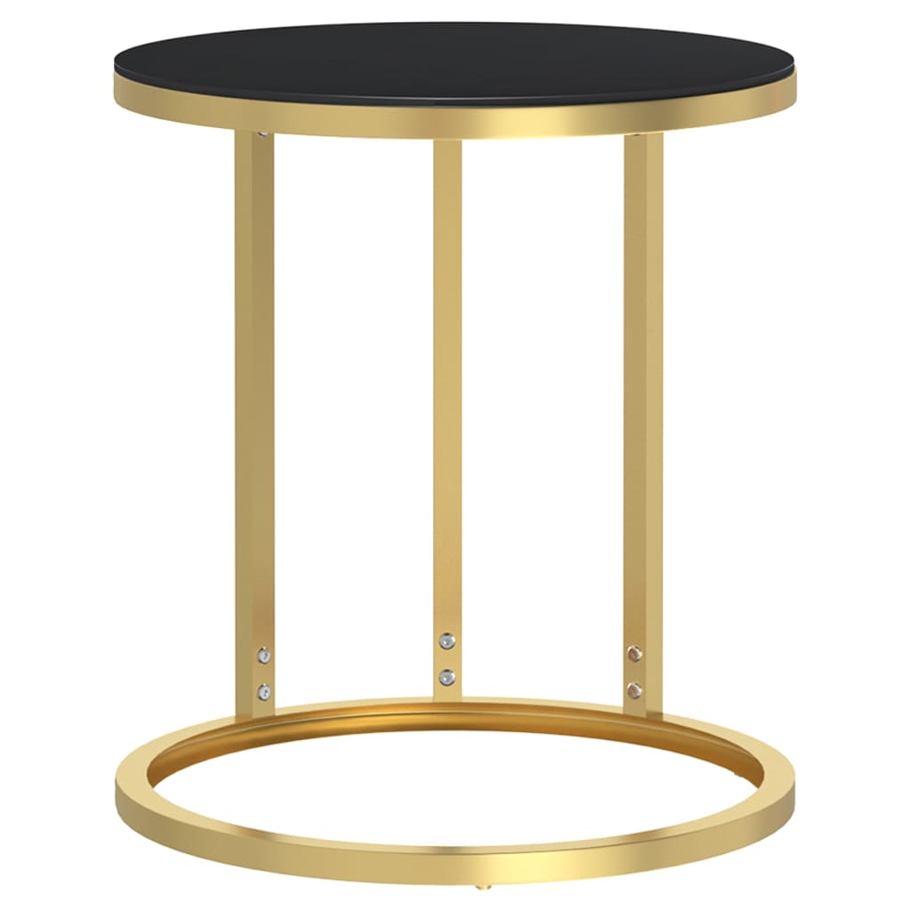 Table d'appoint Doré et noir 45 cm Verre trempé