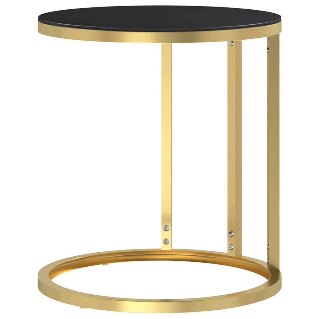 Table d'appoint Doré et noir 45 cm Verre trempé