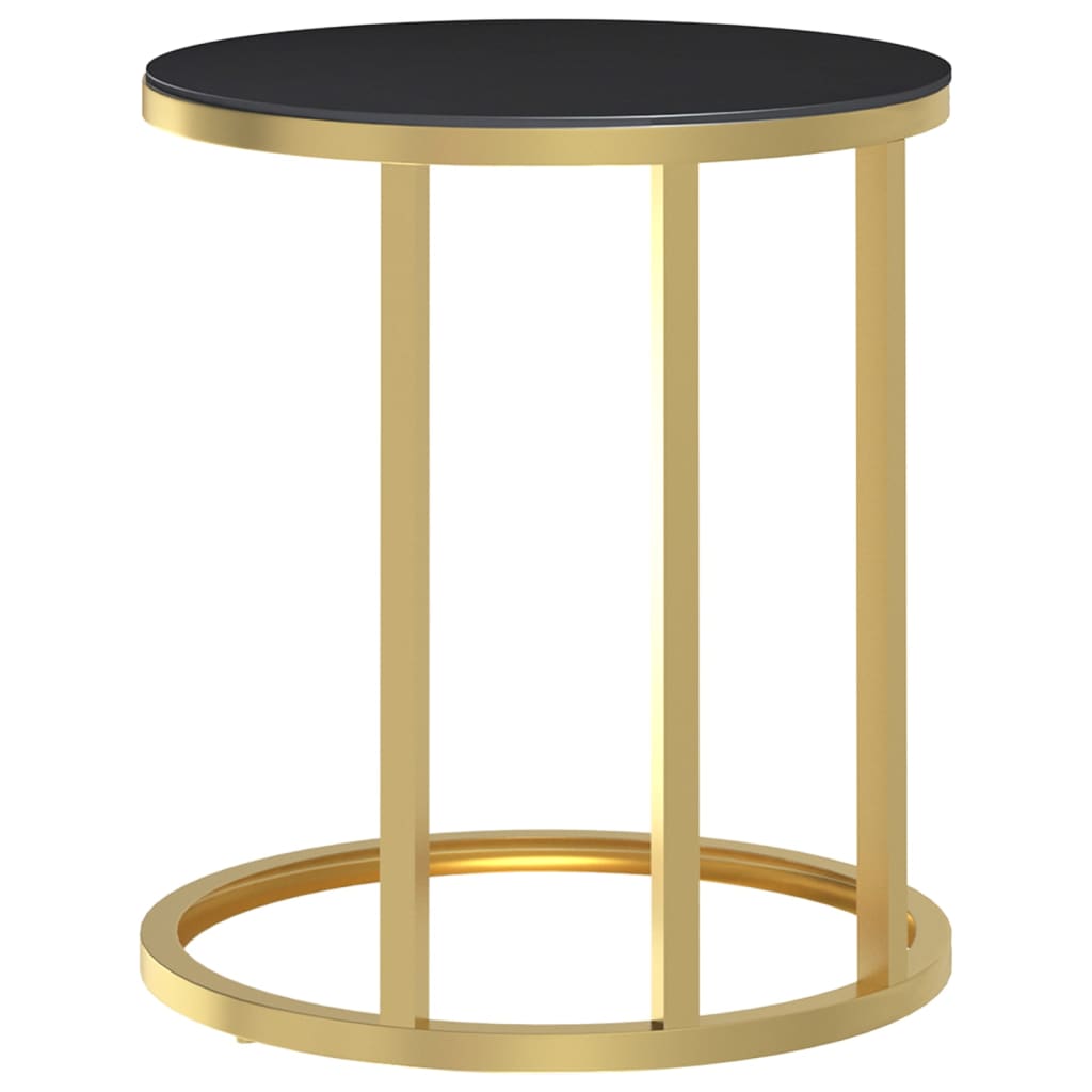 Table d'appoint Doré et noir 45 cm Verre trempé