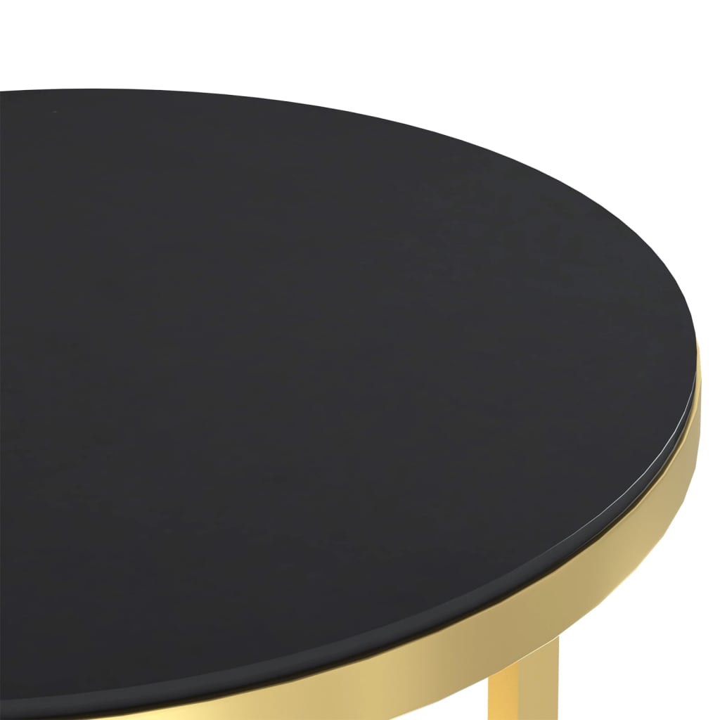 Table d'appoint Doré et noir 45 cm Verre trempé