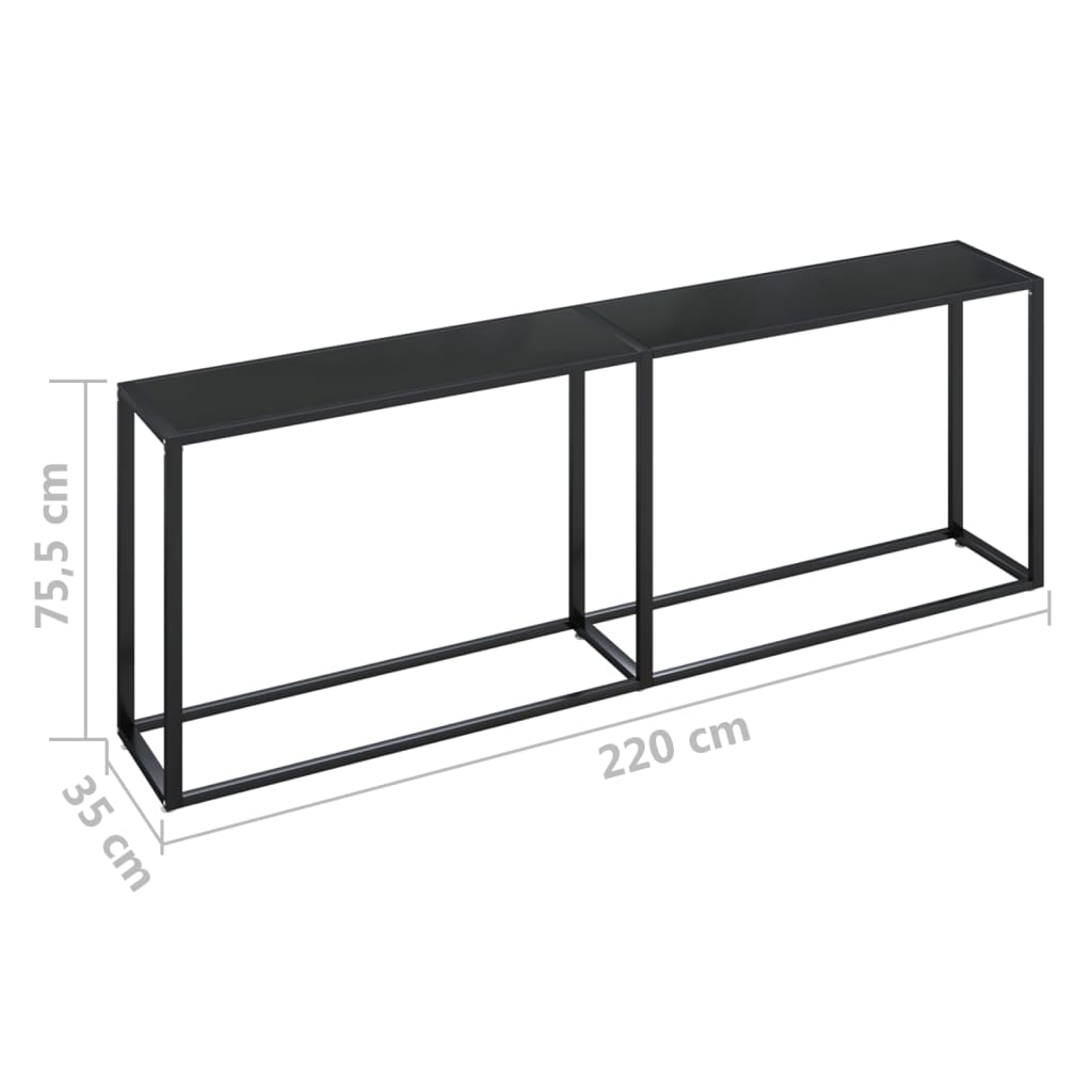 Table console Noir 220x35x75,5 cm Verre trempé