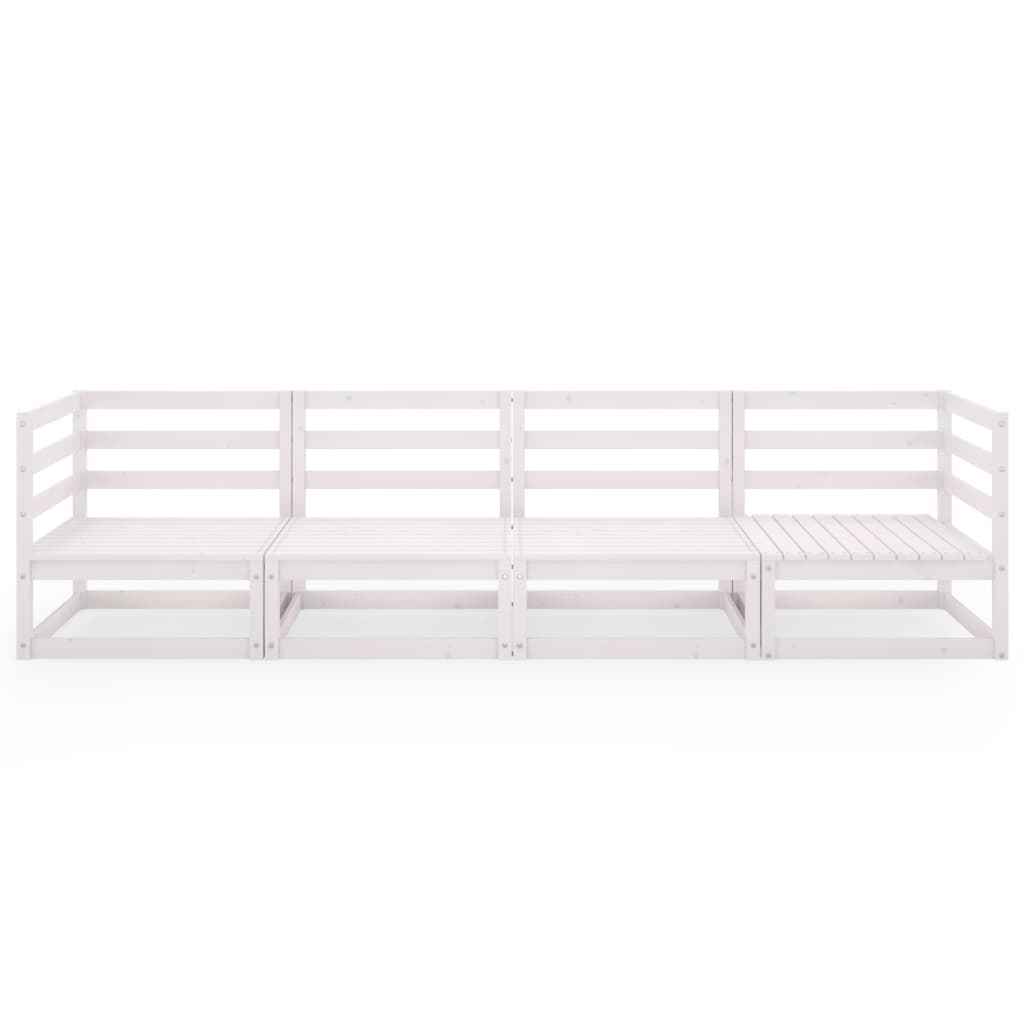 Canapé à 4 places de jardin Blanc Bois de pin solide