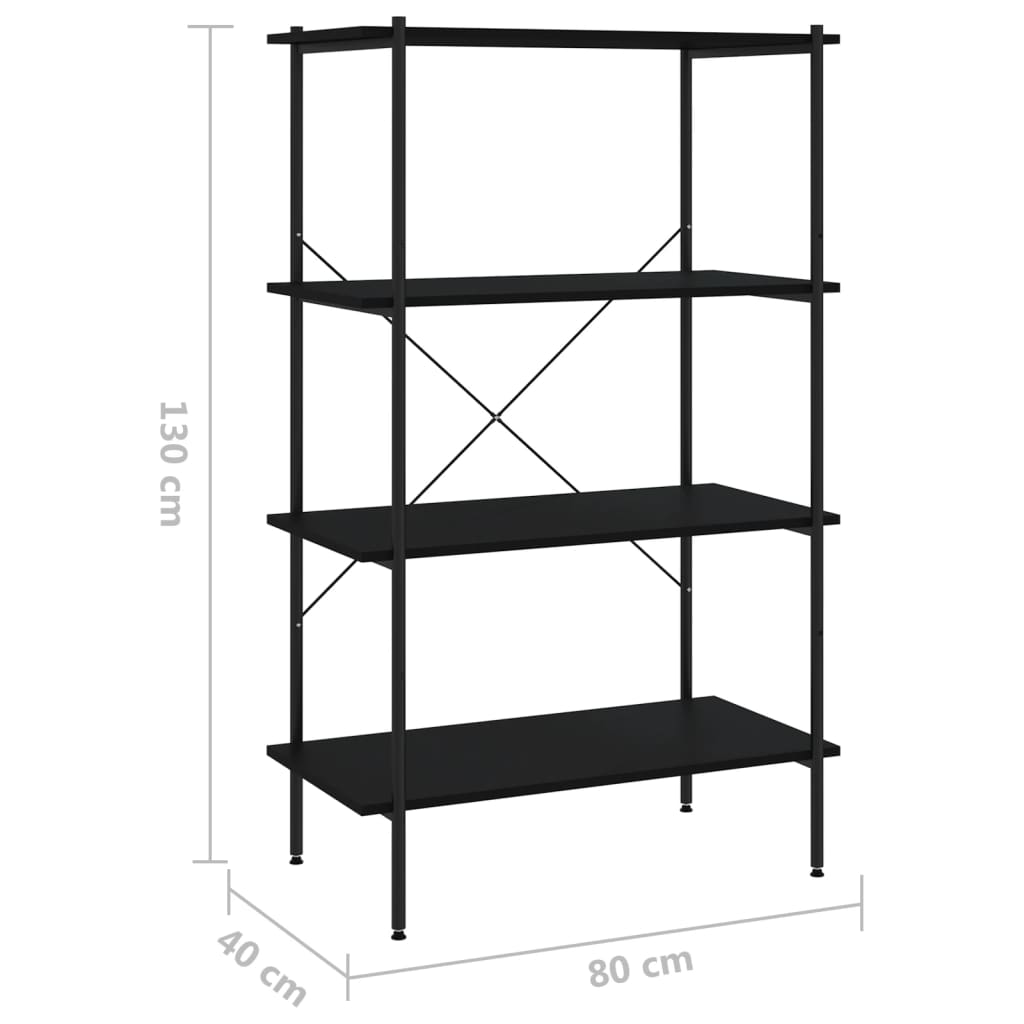 Étagère à 4 niveaux Noir 80x40x130 cm