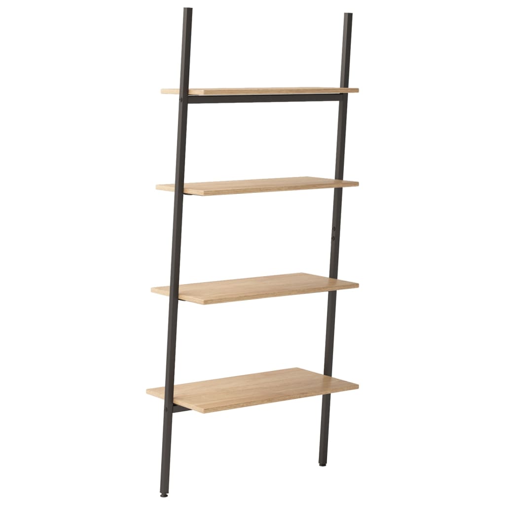 Étagère inclinée à 4 niveaux Marron clair et noir 64x34x150,5cm
