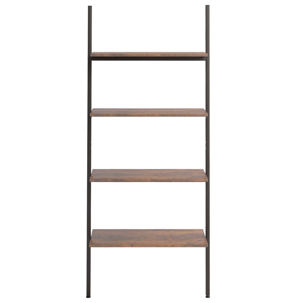 Étagère inclinée à 4 niveaux Marron foncé et noir 64x34x150,5cm