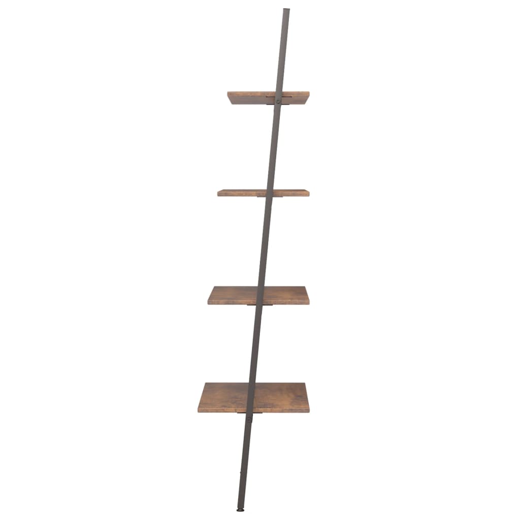 Étagère inclinée à 4 niveaux Marron foncé et noir 64x34x150,5cm