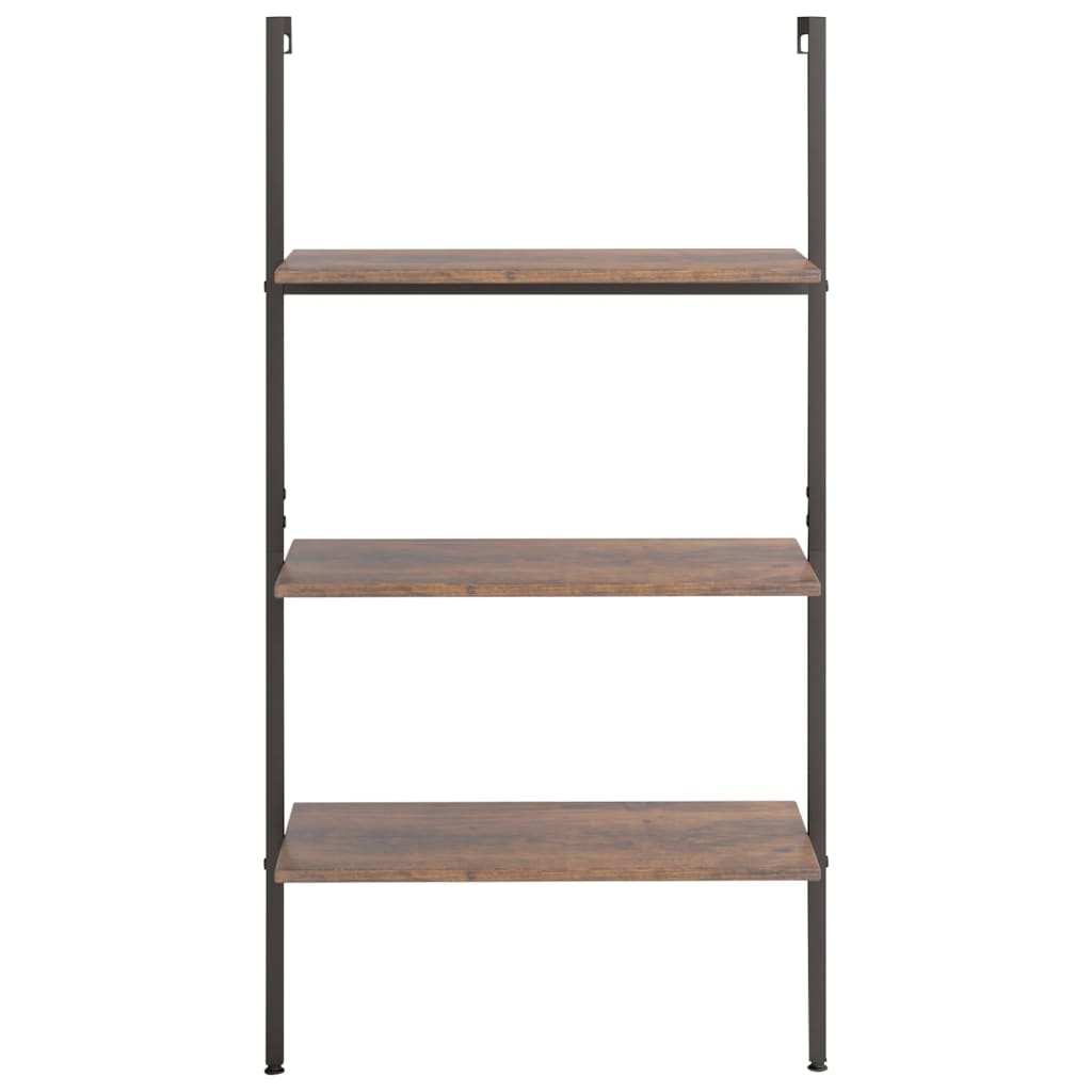 Étagère inclinée à 3 niveaux Marron foncé et noir 64x35x120,5cm