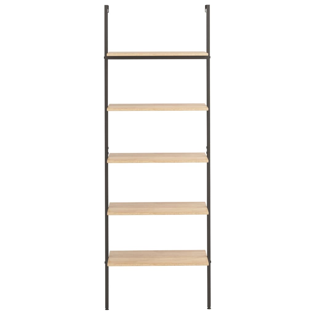 Étagère inclinée à 5 niveaux Marron clair et noir 64x35x185cm