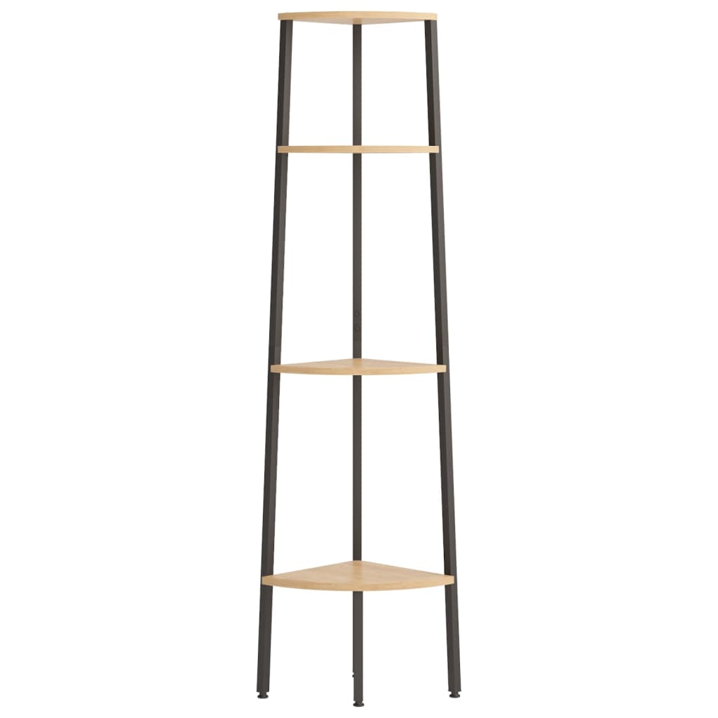 Étagère d'angle 4 niveaux Marron clair et noir 45,5x31,5x150 cm