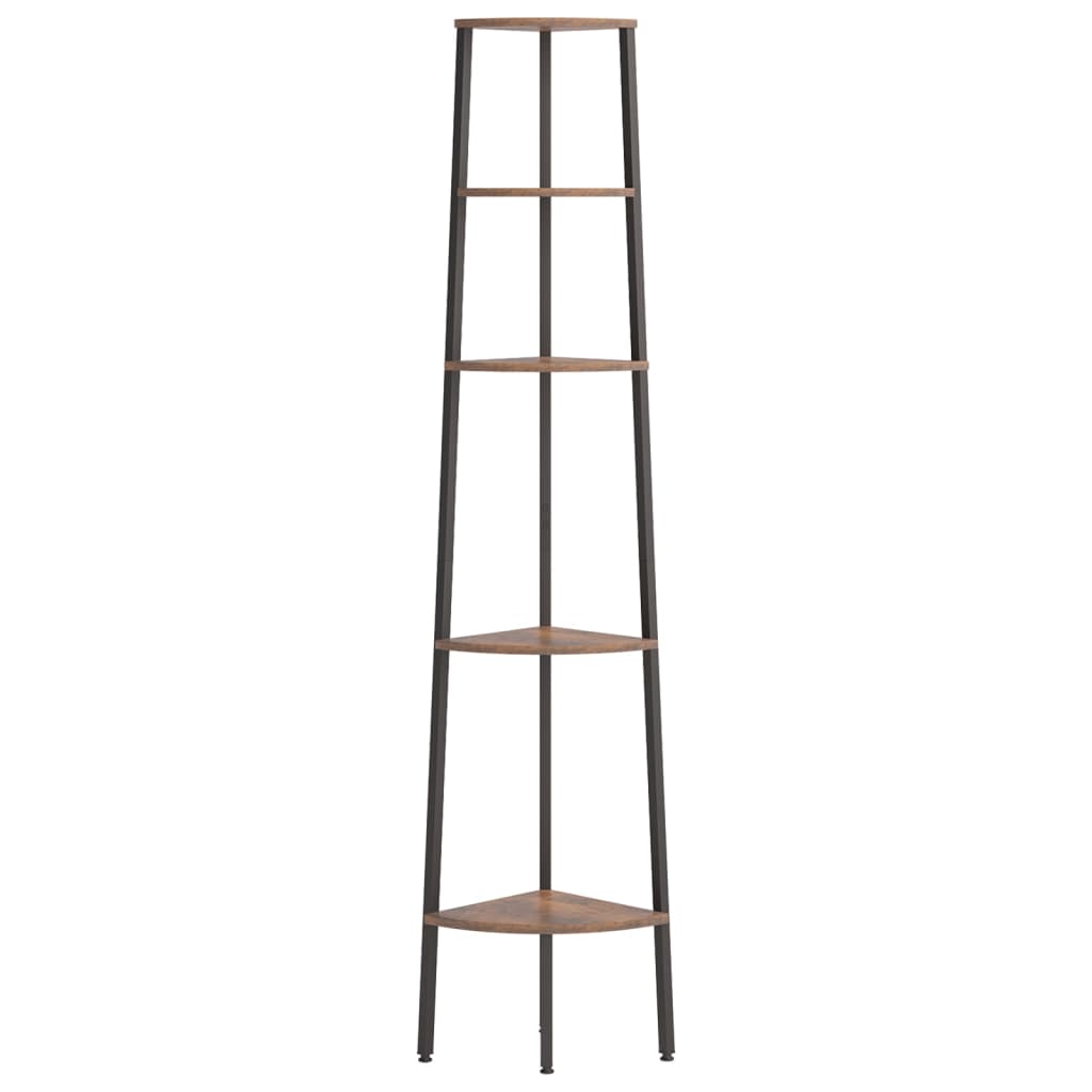 Étagère d'angle 5 niveaux Marron foncé et noir 45,5x31,5x180 cm