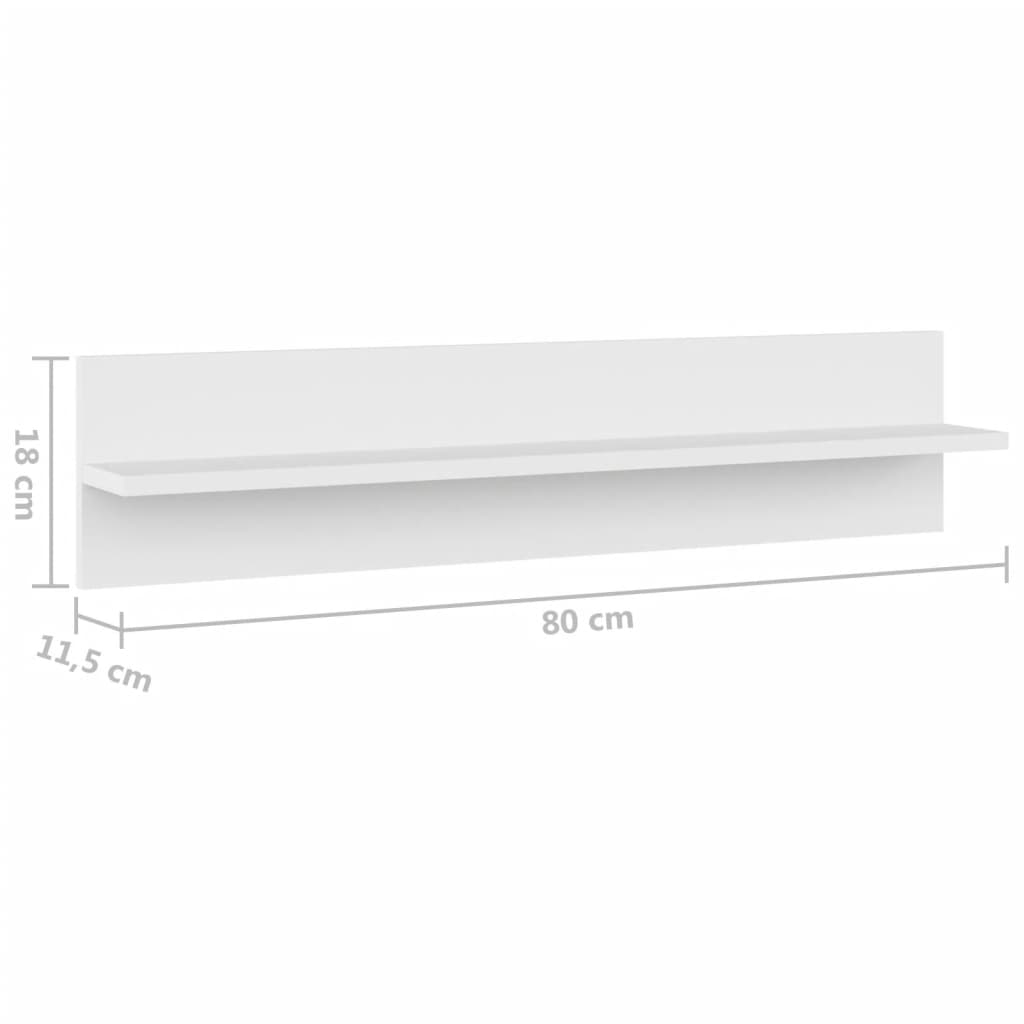 Étagères murales 2 pcs Blanc 80x11,5x18 cm bois d'ingénierie
