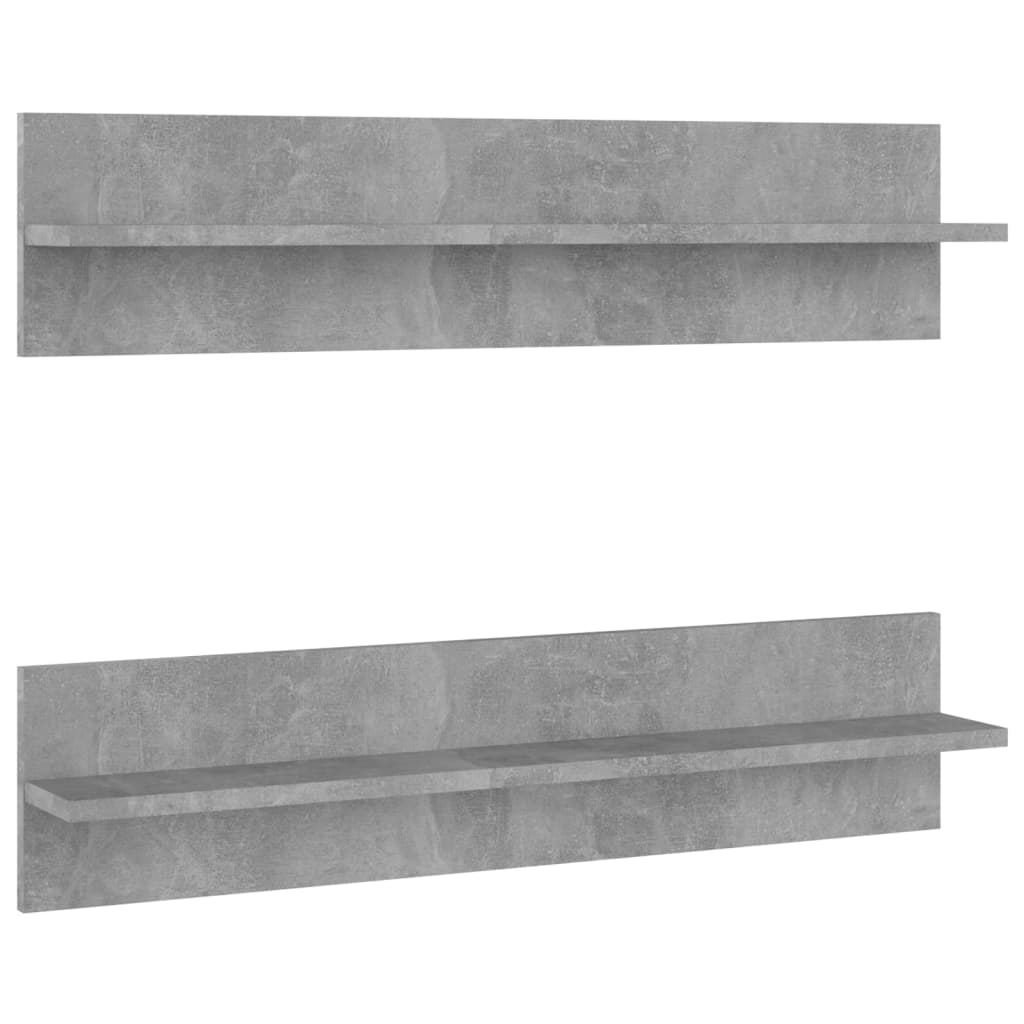 Étagères murales 2pcs Gris béton 80x11,5x18cm bois d'ingénierie
