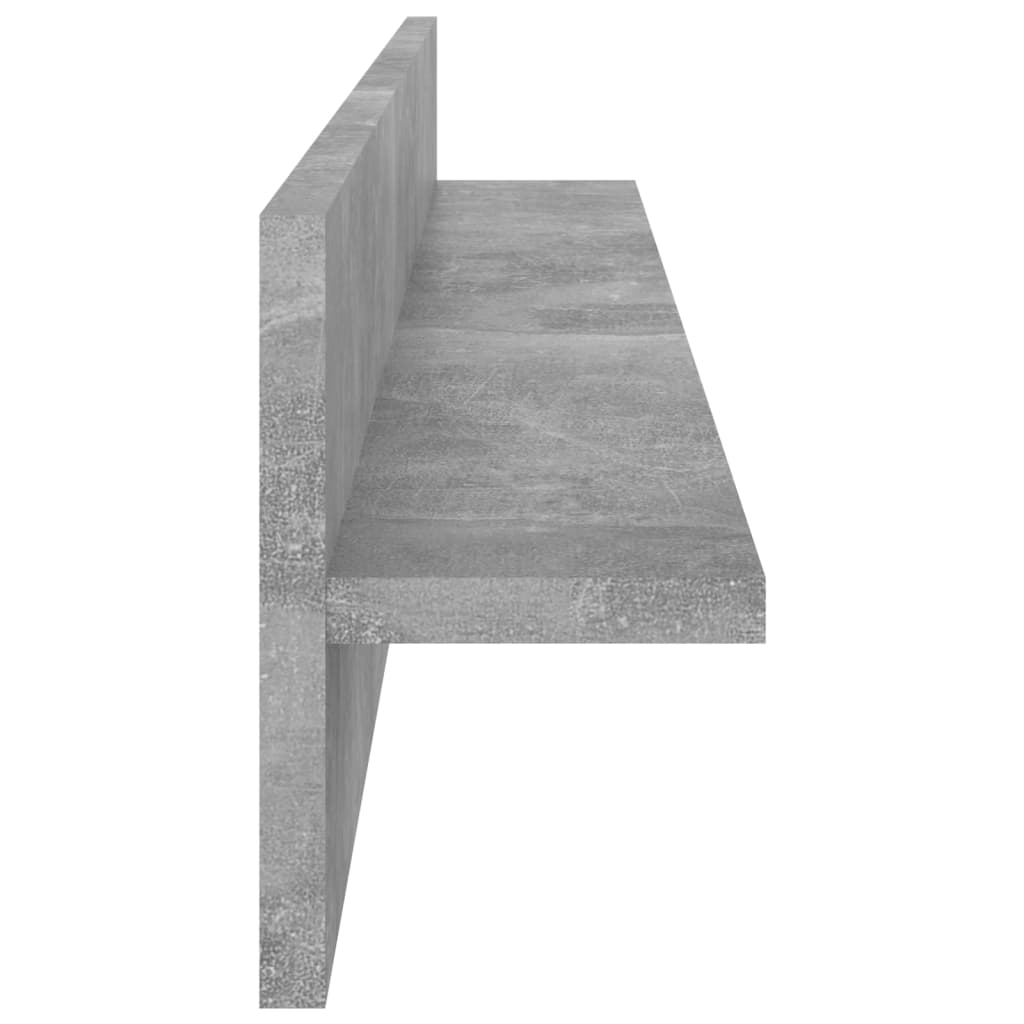 Étagères murales 2pcs Gris béton 80x11,5x18cm bois d'ingénierie