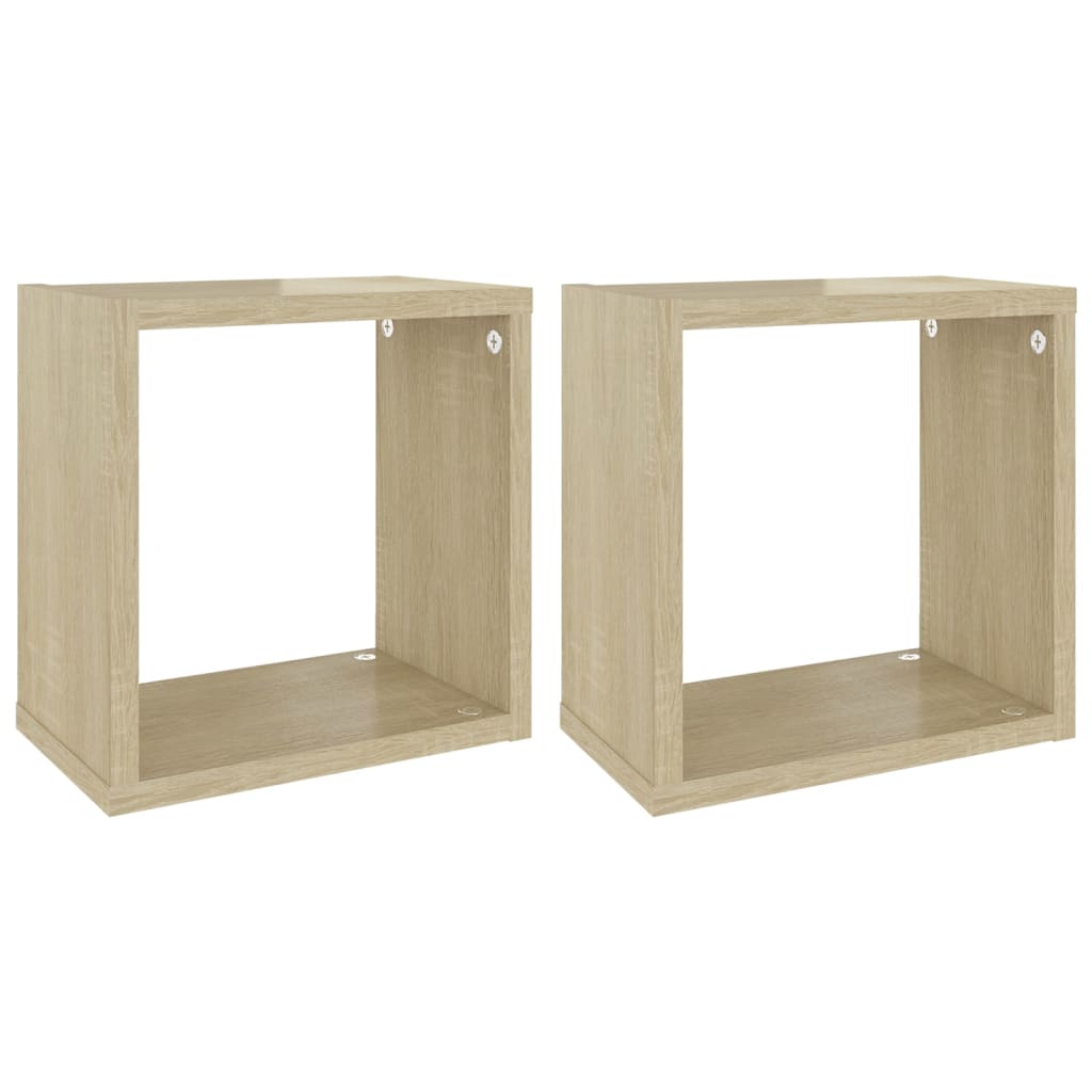 Étagères cube murales 2 pcs Chêne sonoma 26x15x26 cm