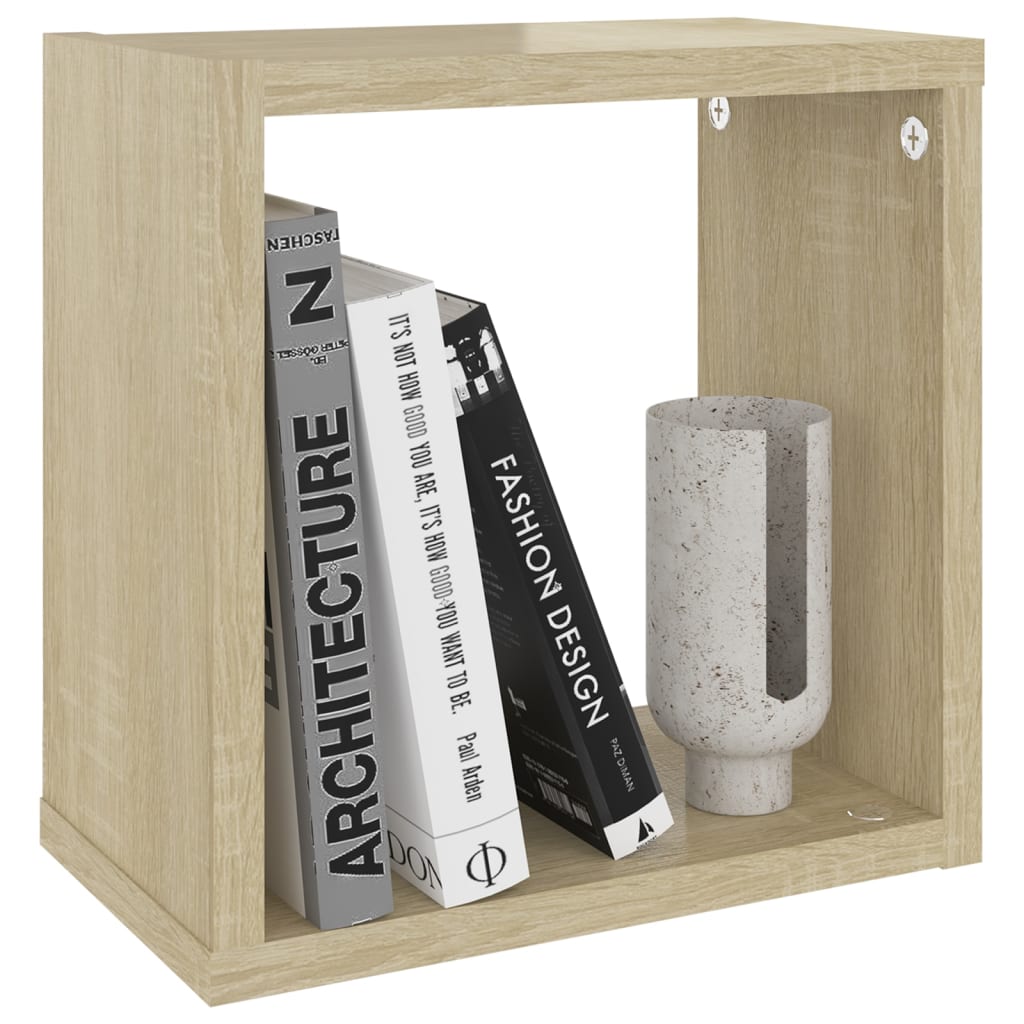 Étagères cube murales 2 pcs Chêne sonoma 26x15x26 cm
