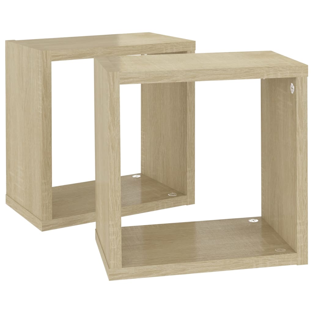 Étagères cube murales 2 pcs Chêne sonoma 26x15x26 cm