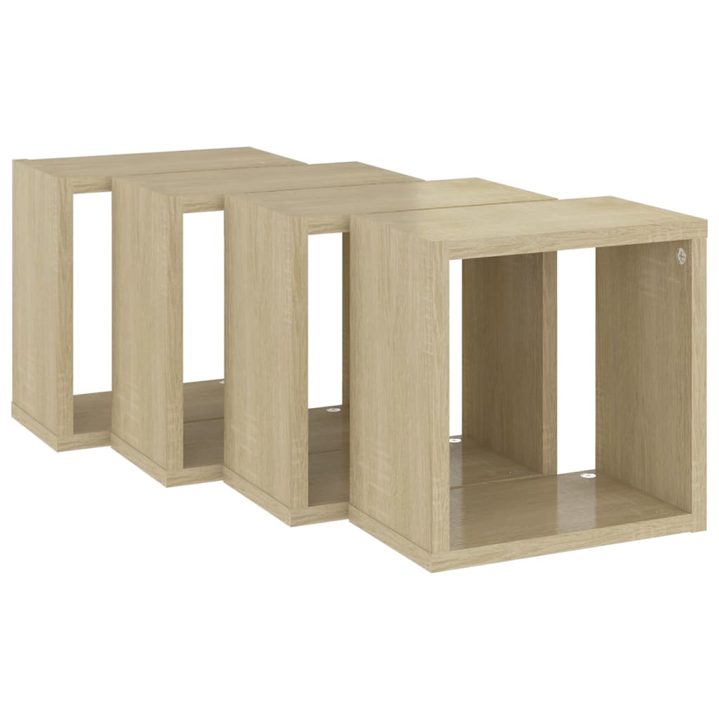 Étagères cube murales 4 pcs Chêne sonoma 26x15x26 cm