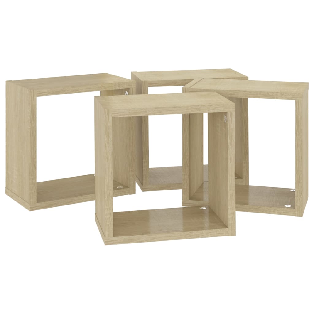 Étagères cube murales 4 pcs Chêne sonoma 26x15x26 cm