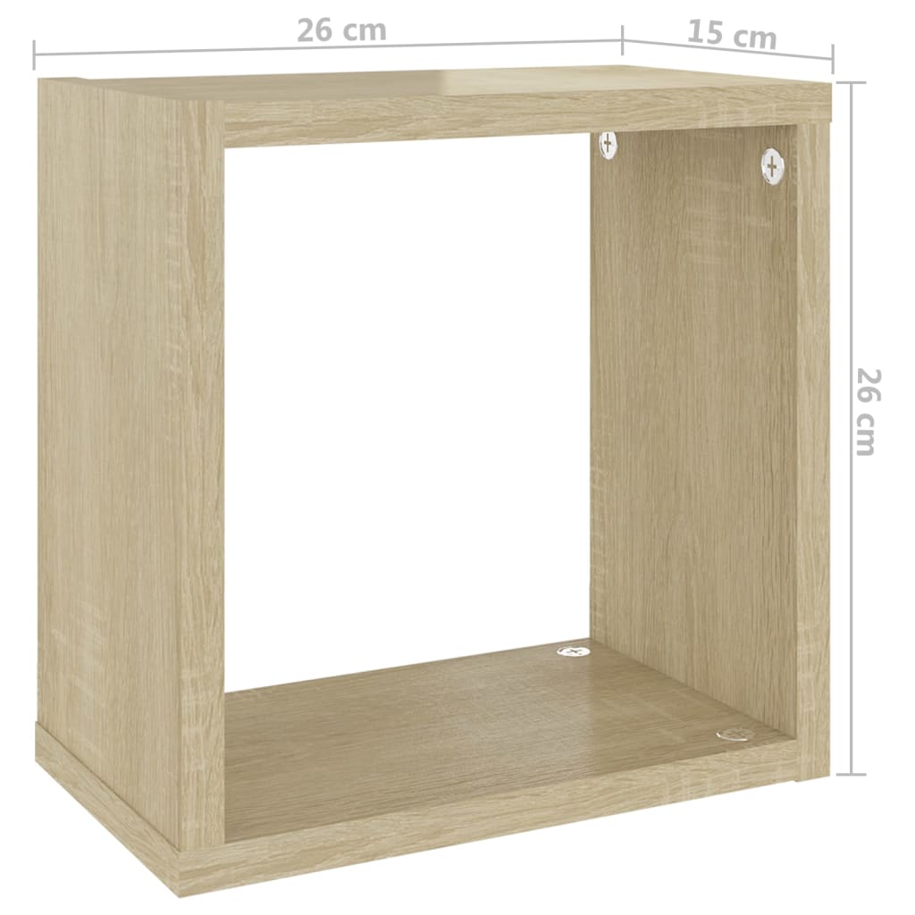 Étagères cube murales 4 pcs Chêne sonoma 26x15x26 cm