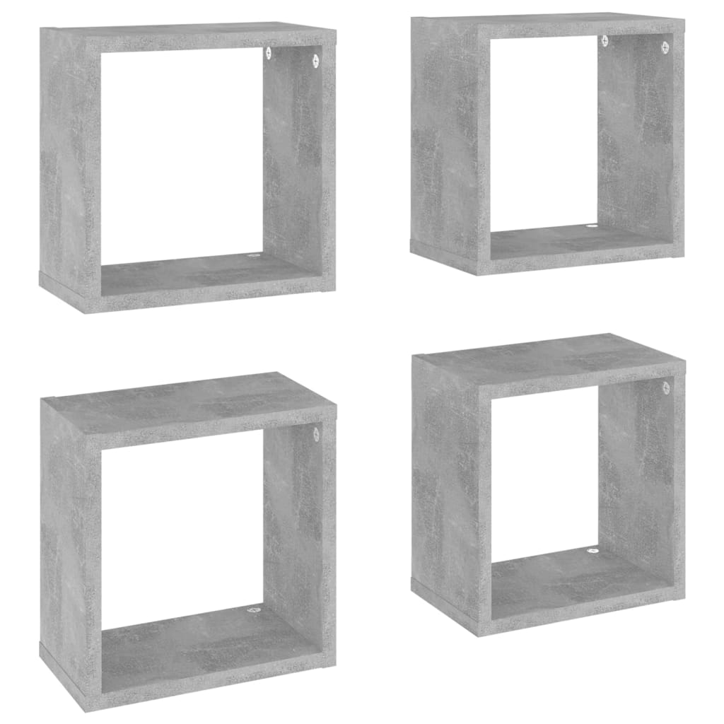 Étagères cube murales 4 pcs Gris béton 26x15x26 cm