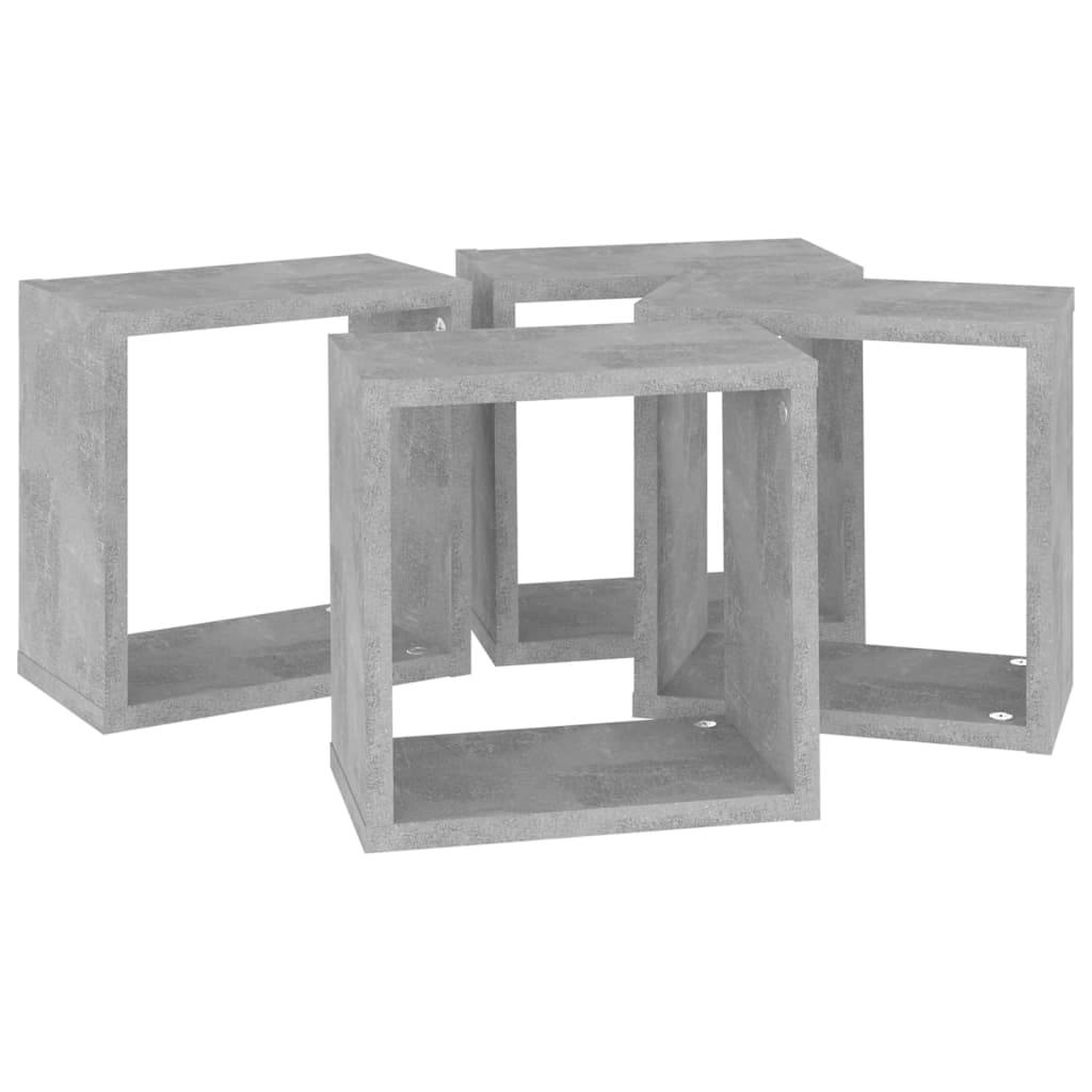 Étagères cube murales 4 pcs Gris béton 26x15x26 cm