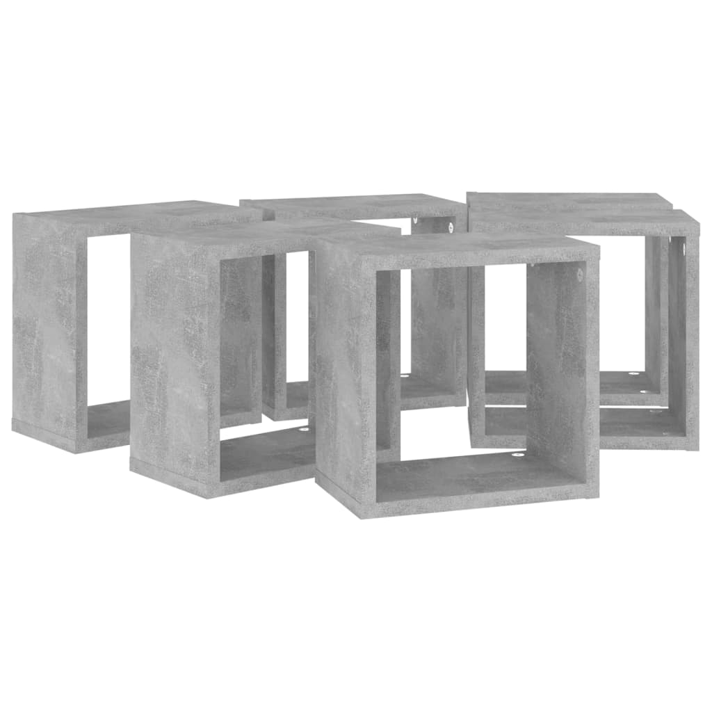 Étagères cube murales 6 pcs Gris béton 26x15x26 cm