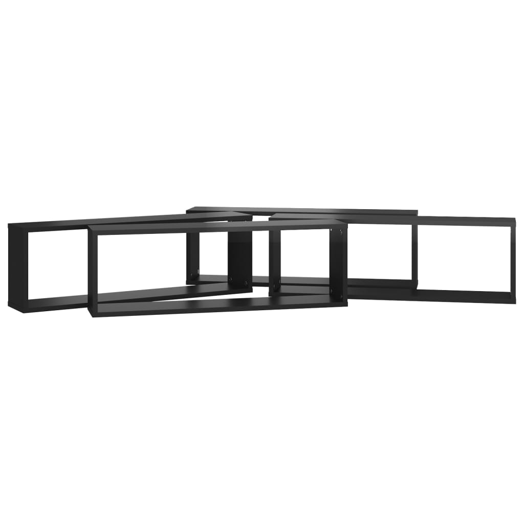 Étagères cube murales 4pcs Noir brillant 80x15x26,5 cm
