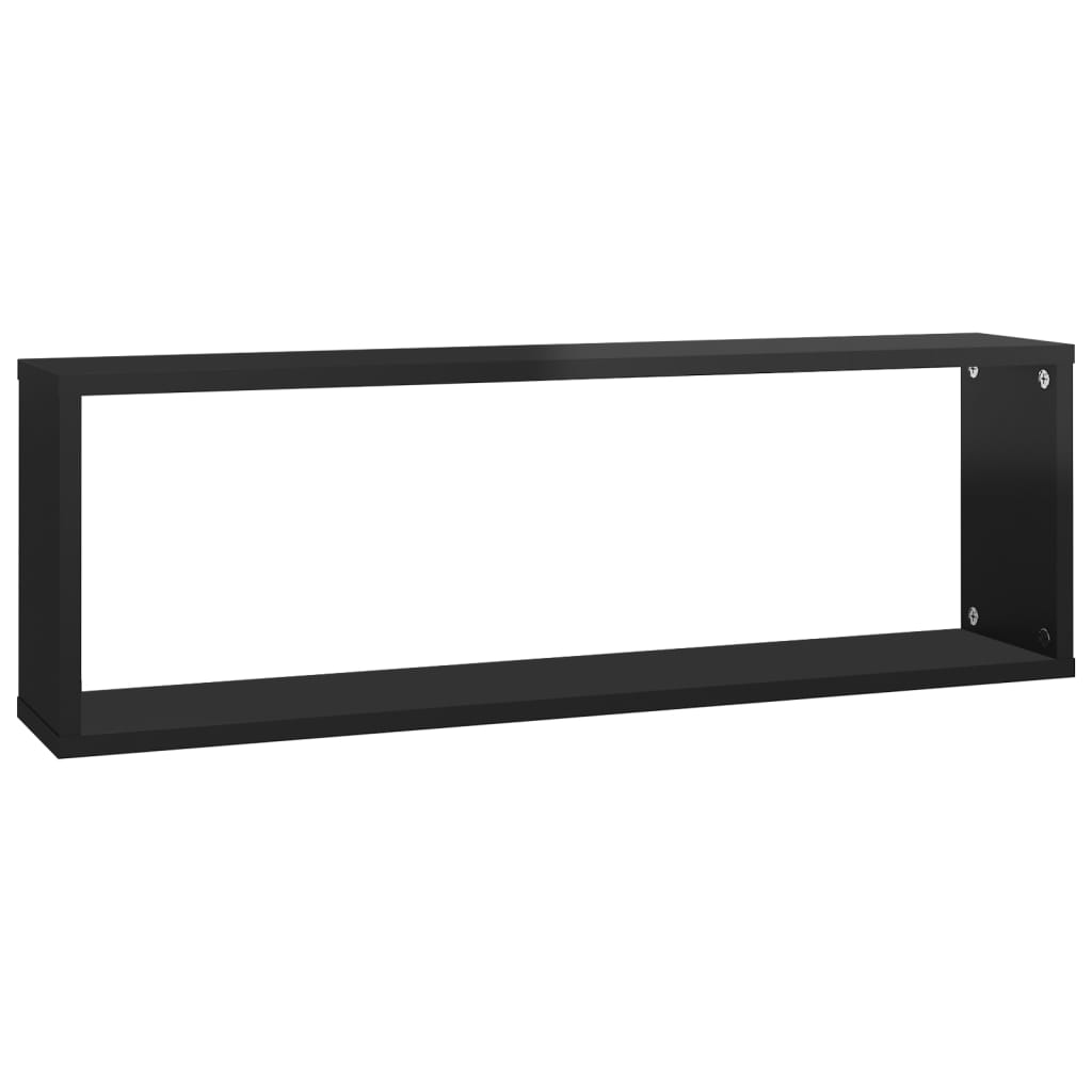 Étagères cube murales 4pcs Noir brillant 80x15x26,5 cm