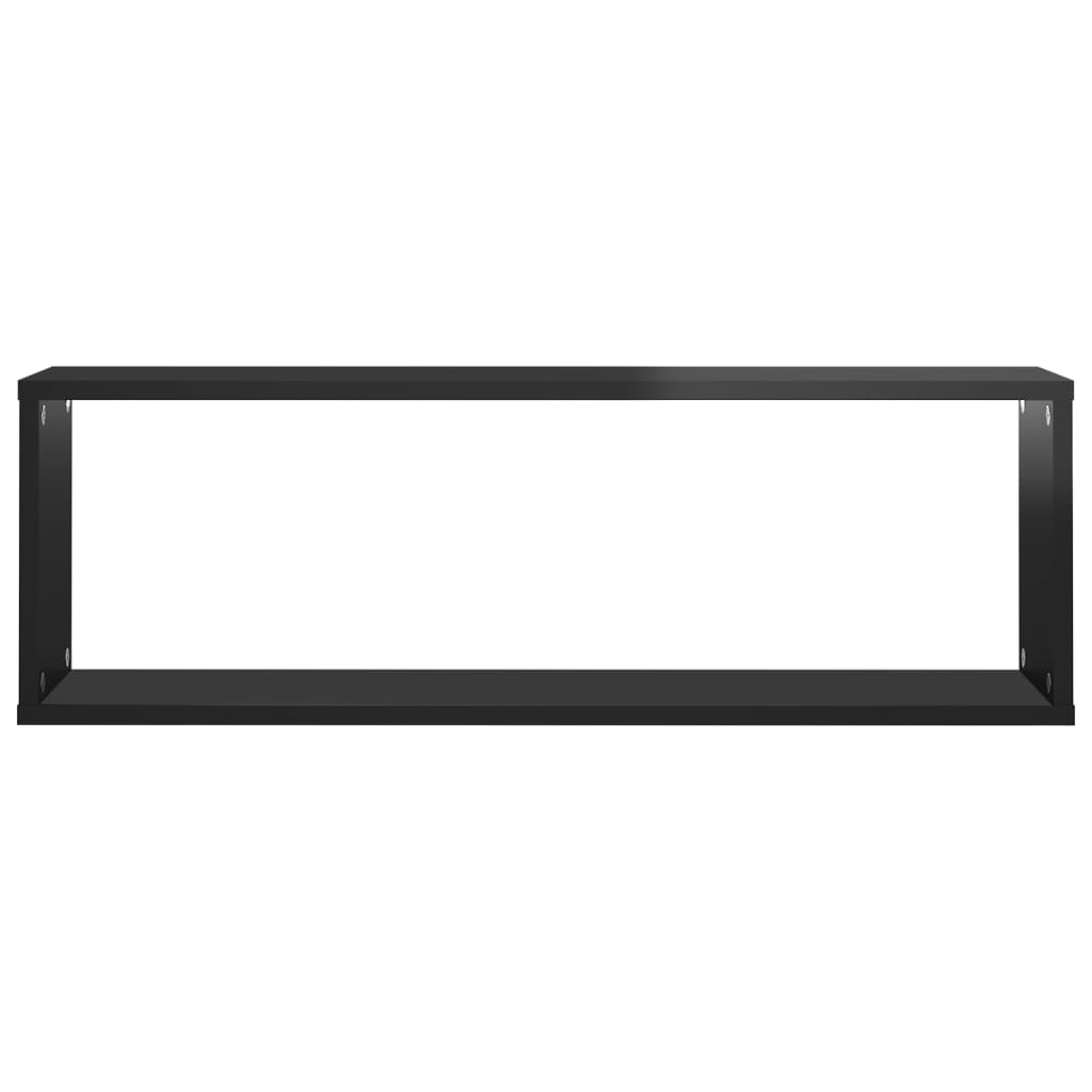 Étagères cube murales 4pcs Noir brillant 80x15x26,5 cm