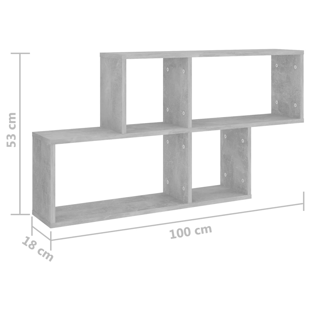 Étagère murale Gris béton 100x18x53 cm Bois d’ingénierie