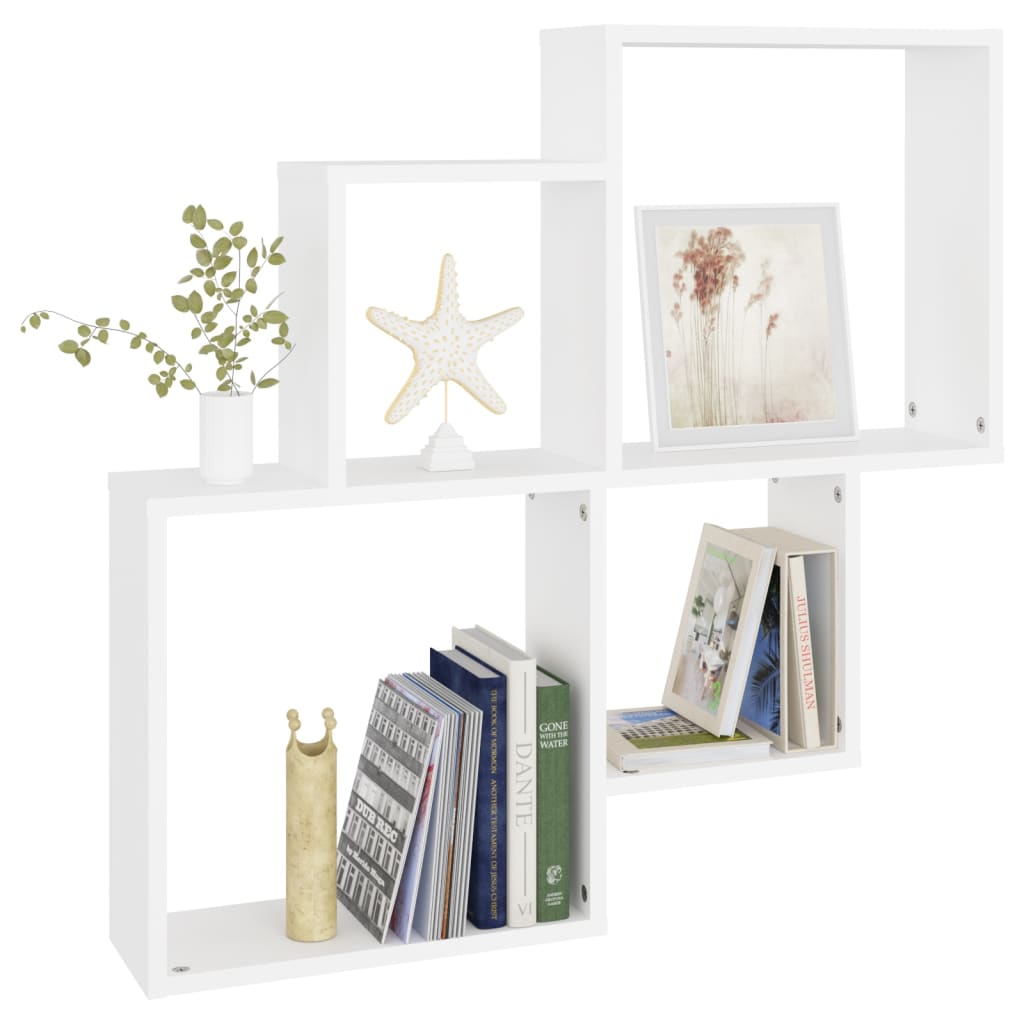 Étagère murale cube Blanc 80x15x78,5 cm Bois d’ingénierie