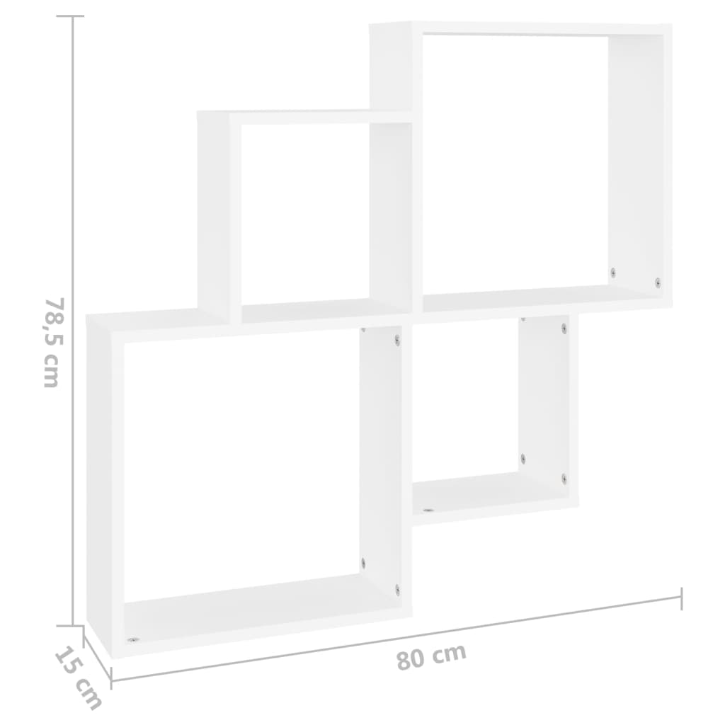 Étagère murale cube Blanc 80x15x78,5 cm Bois d’ingénierie