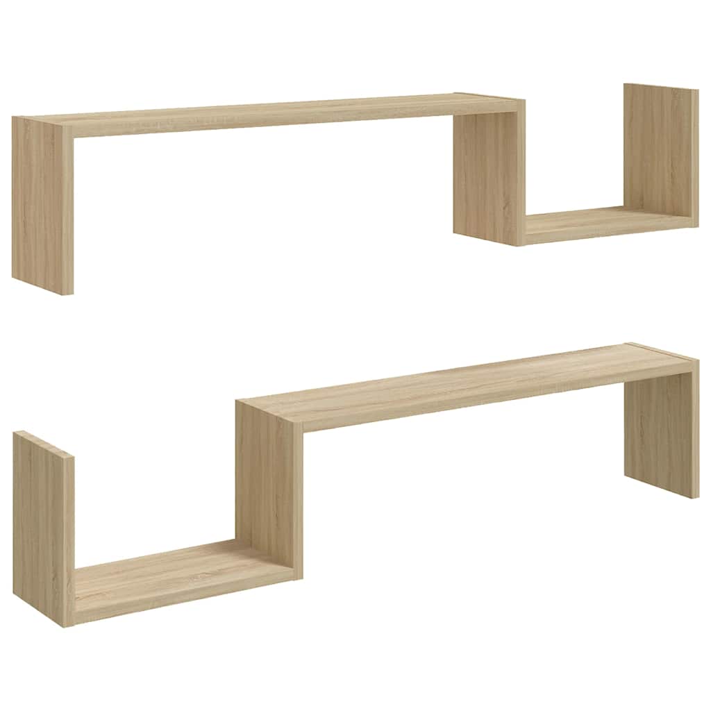 Étagères murales 2 pcs chêne sonoma 100x15x20cm bois ingénierie