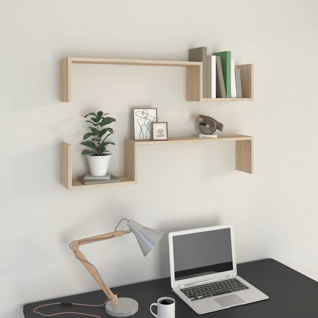 Étagères murales 2 pcs chêne sonoma 100x15x20cm bois ingénierie