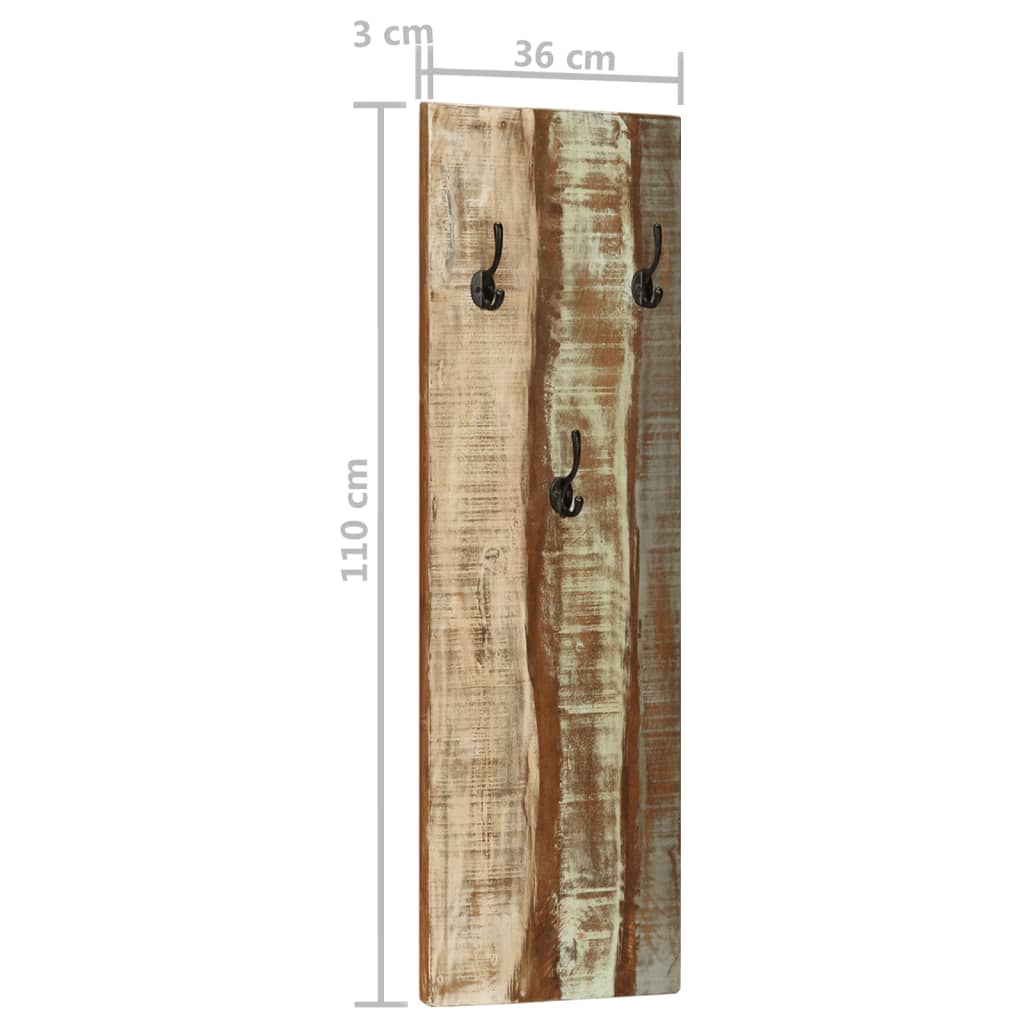Perchero de pared 2 piezas 36x3x110cm Madera maciza recuperada