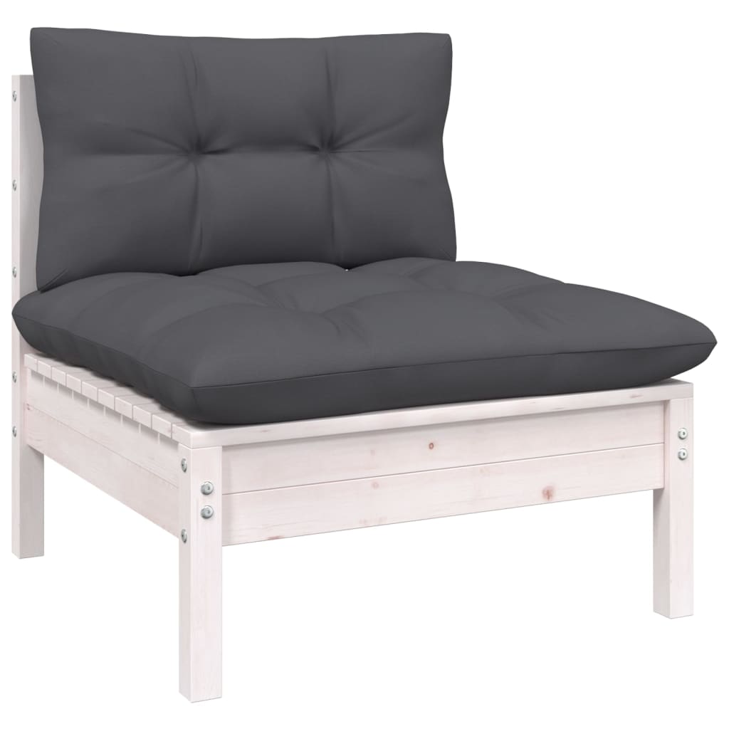 Canapé 4 places de jardin avec coussins anthracite Bois de pin