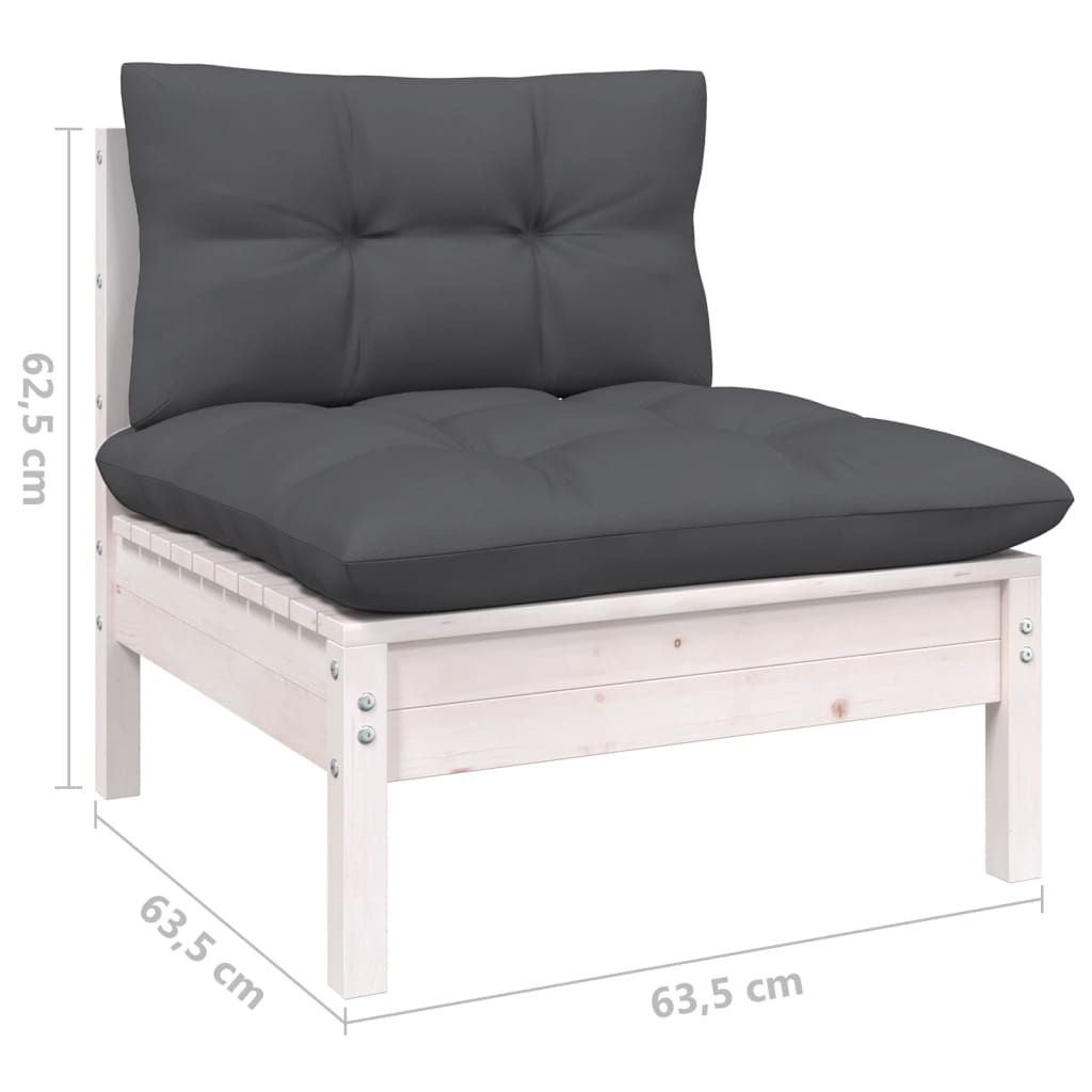 Canapé 4 places de jardin avec coussins anthracite Bois de pin