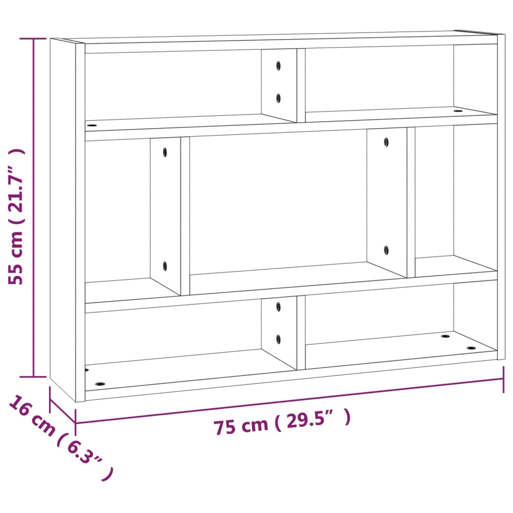 Étagère murale Chêne fumé 75x16x55 cm Bois d'ingénierie