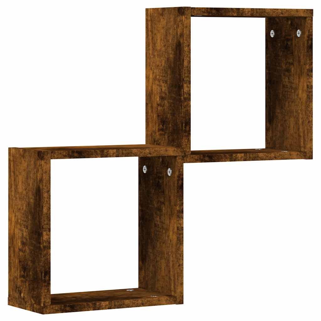 Étagères murales sous forme de cube 2 pcs chêne fumé 30x15x30cm