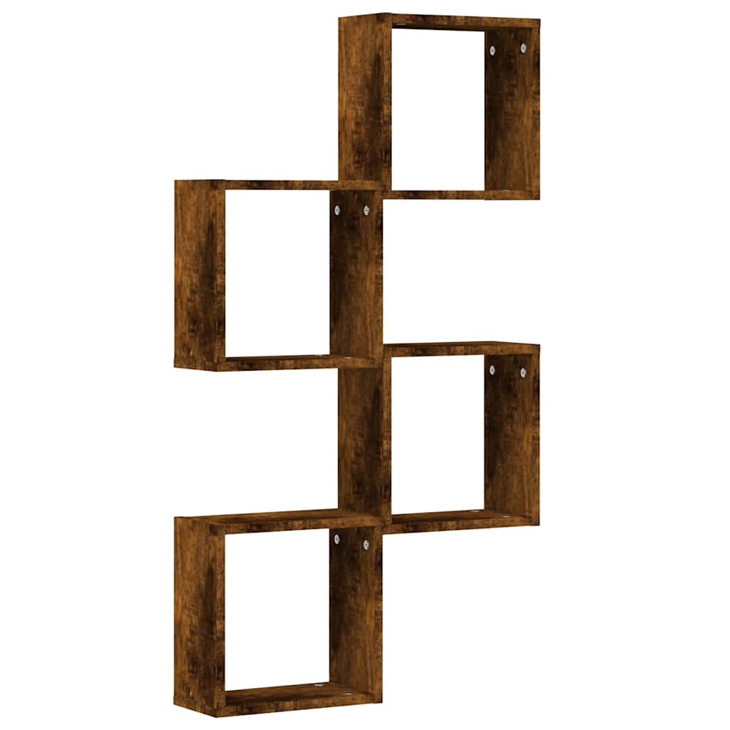Étagères murales sous forme de cube 4 pcs chêne fumé 30x15x30cm