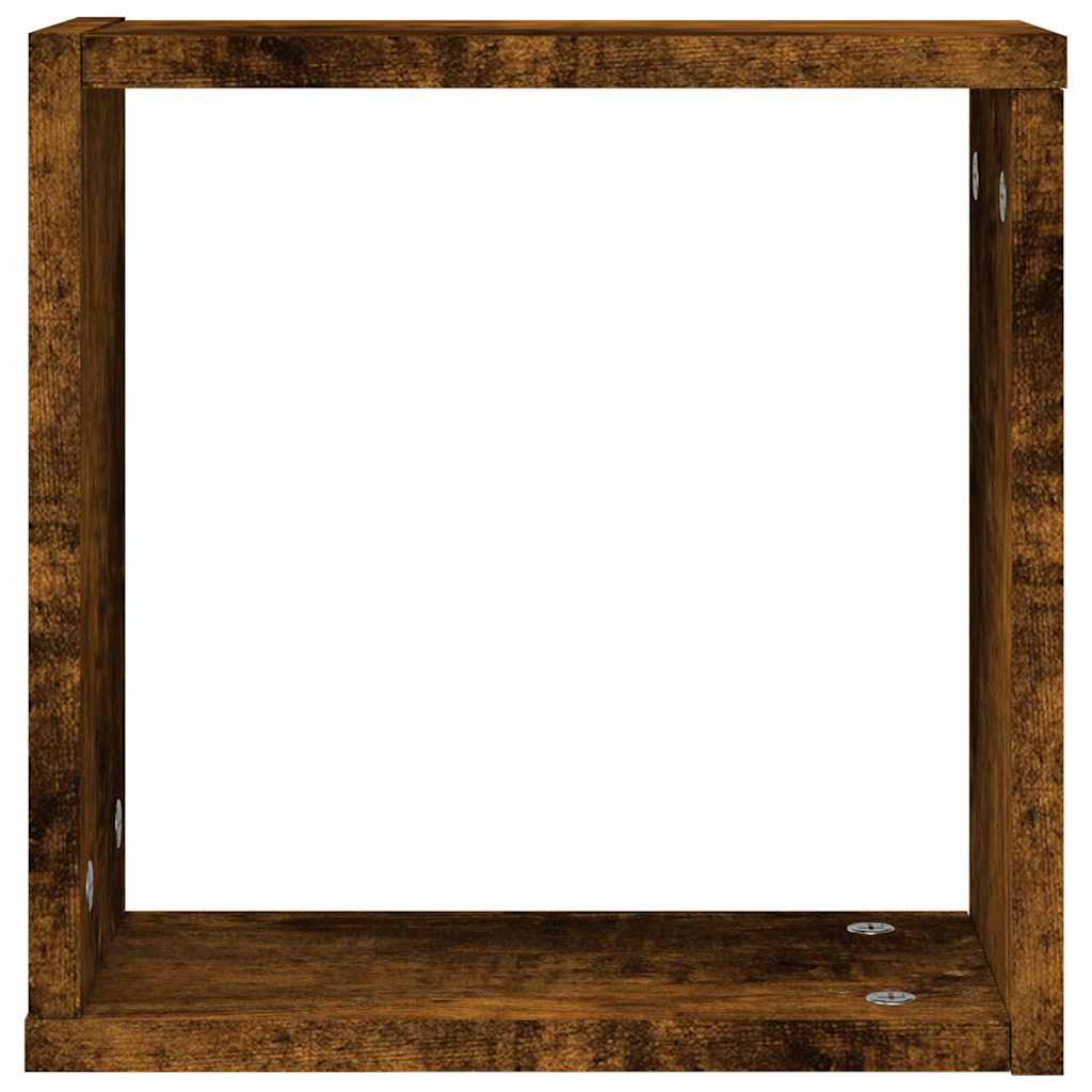 Étagères murales sous forme de cube 4 pcs chêne fumé 30x15x30cm