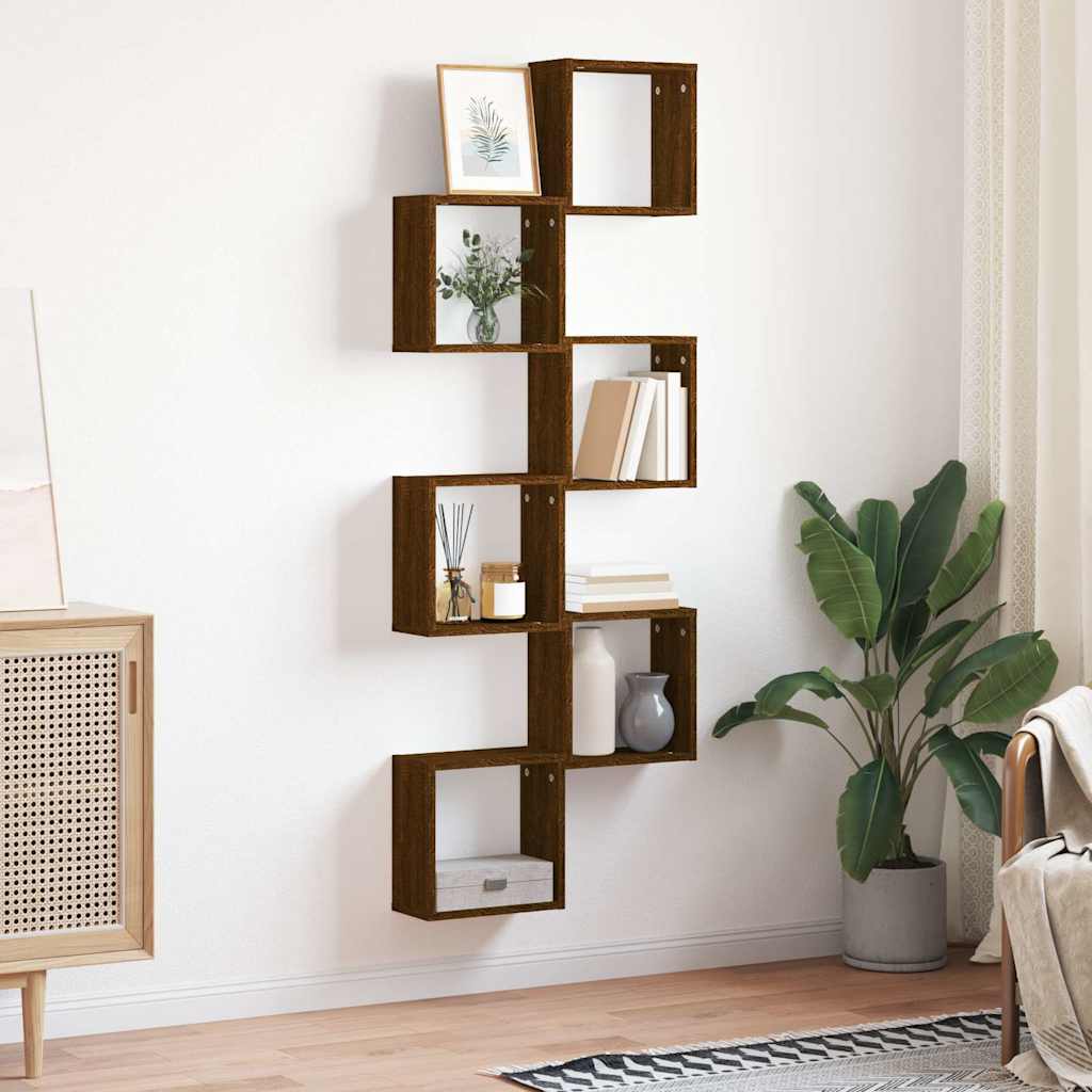 Étagères murales sous forme cube 6 pcs chêne marron 30x15x30cm