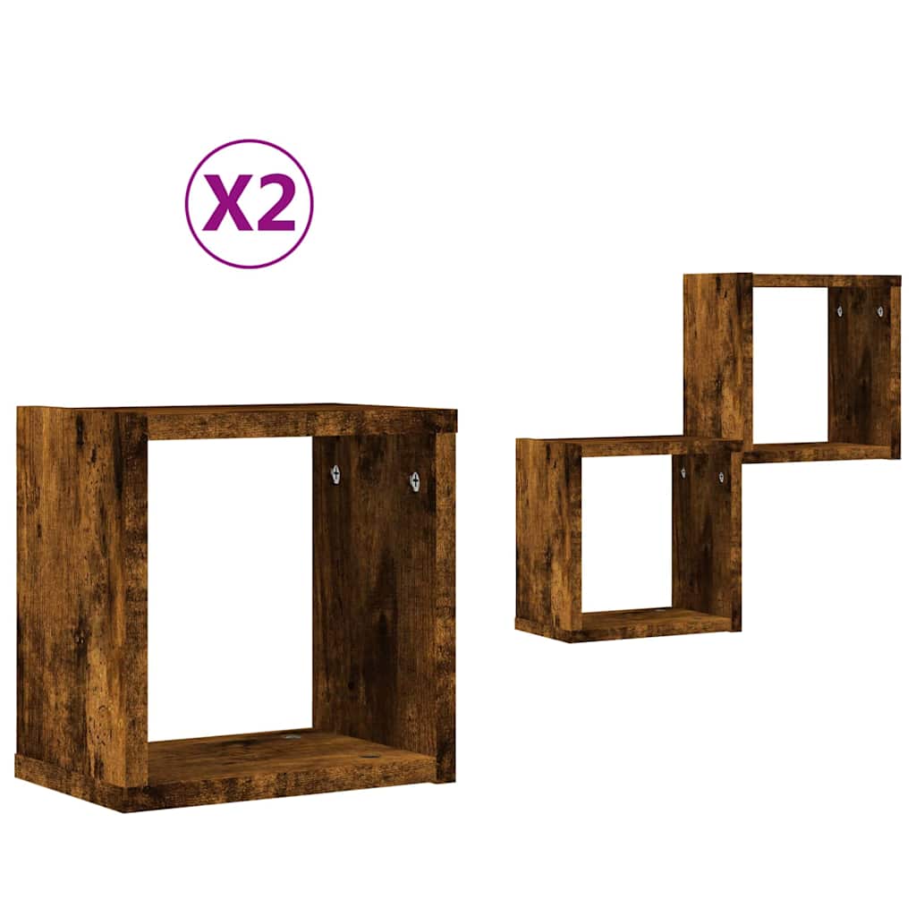 Étagères Murales 2 pcs Marron 26 x 15 x 26 cm Bois d'ingénierie