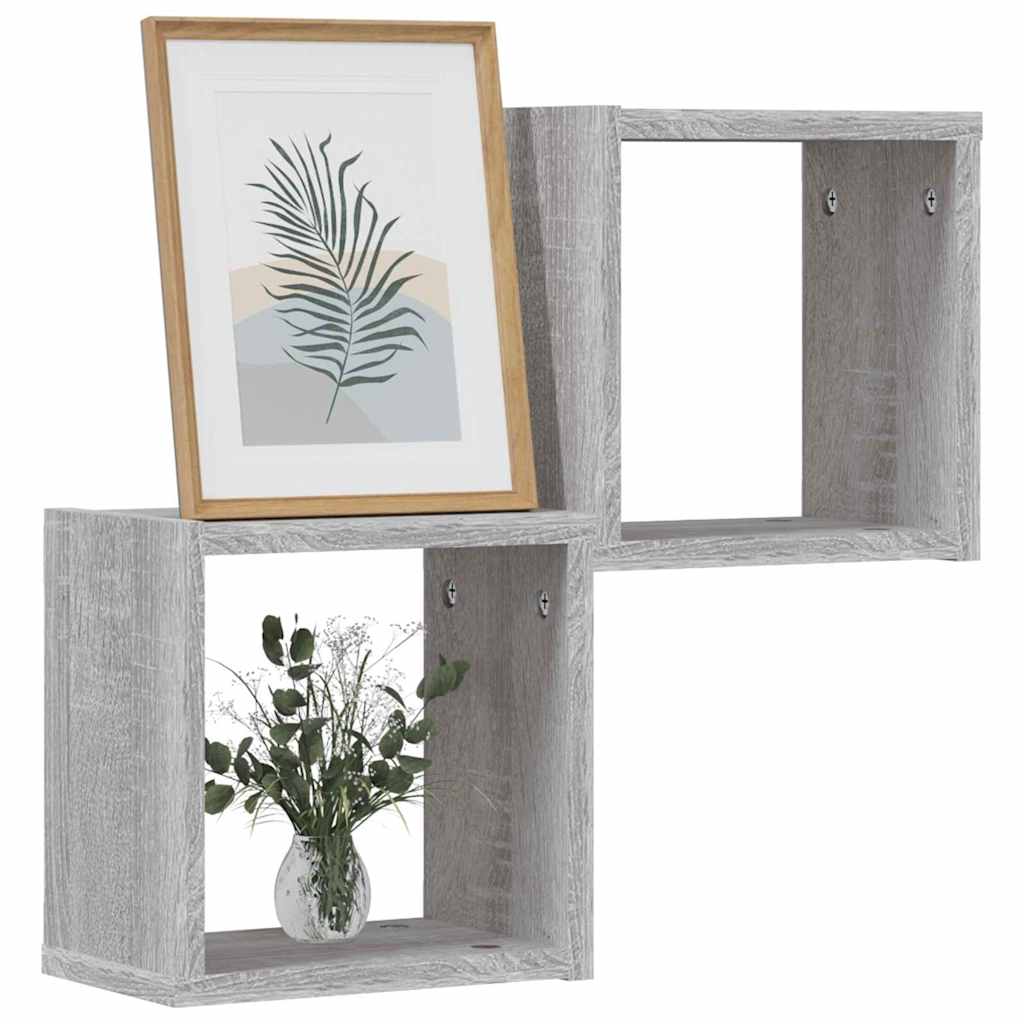 Étagères Murales 2 pcs Gris 26 x 15 x 26 cm Bois d'ingénierie