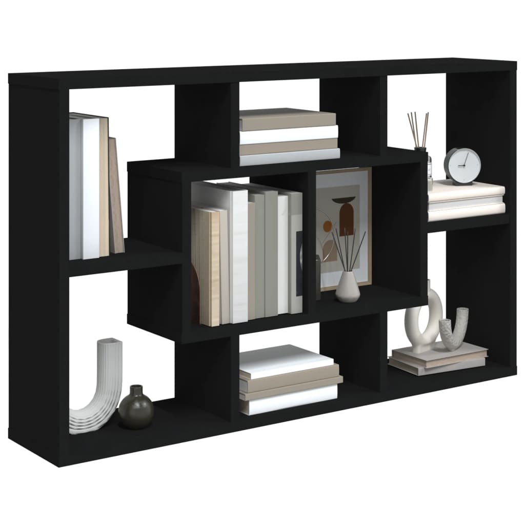 Étagère murale noir 85x16x52,5 cm bois d'ingénierie