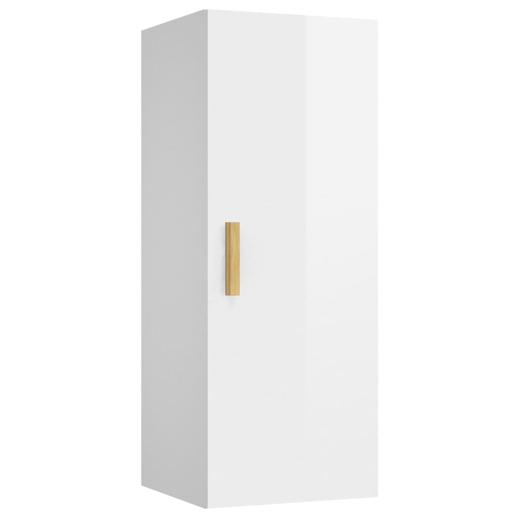 Armoire murale Blanc brillant 34,5x34x90 cm Bois d'ingénierie