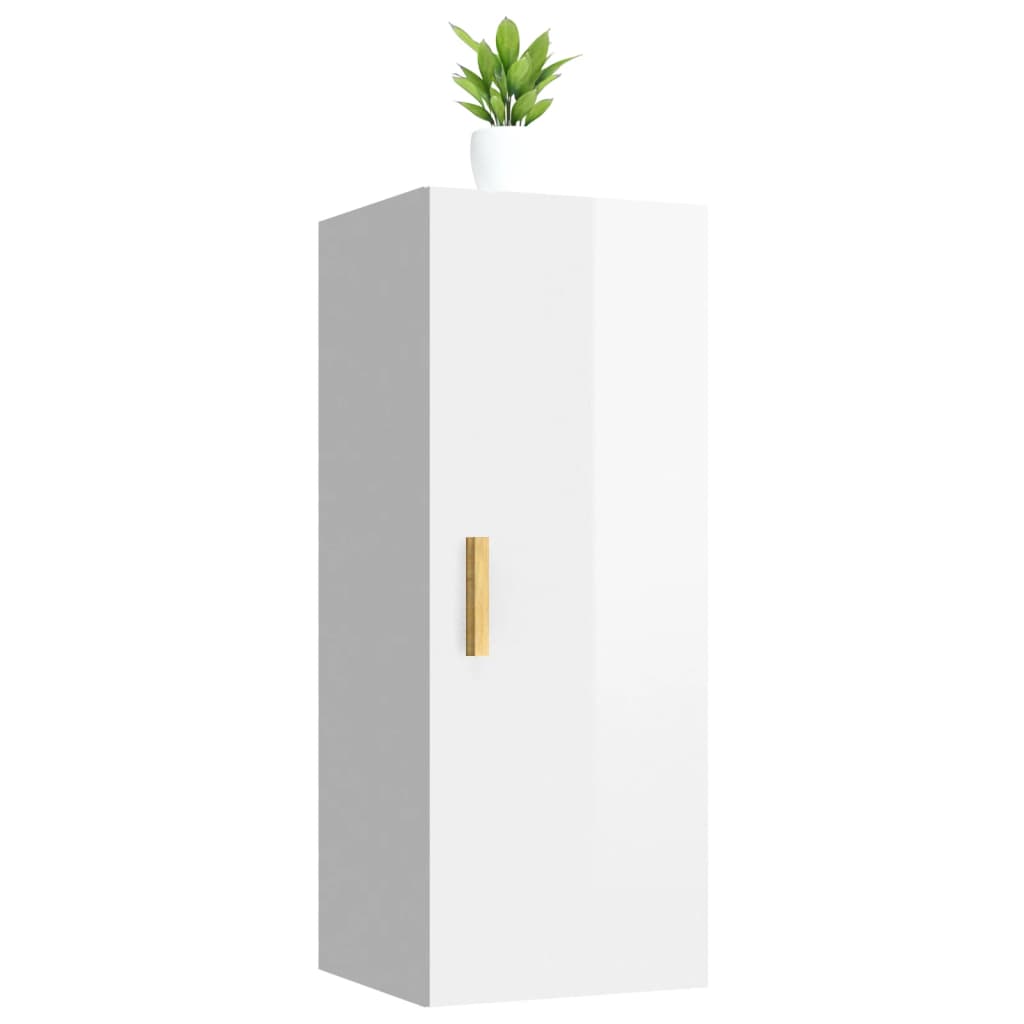 Armoire murale Blanc brillant 34,5x34x90 cm Bois d'ingénierie