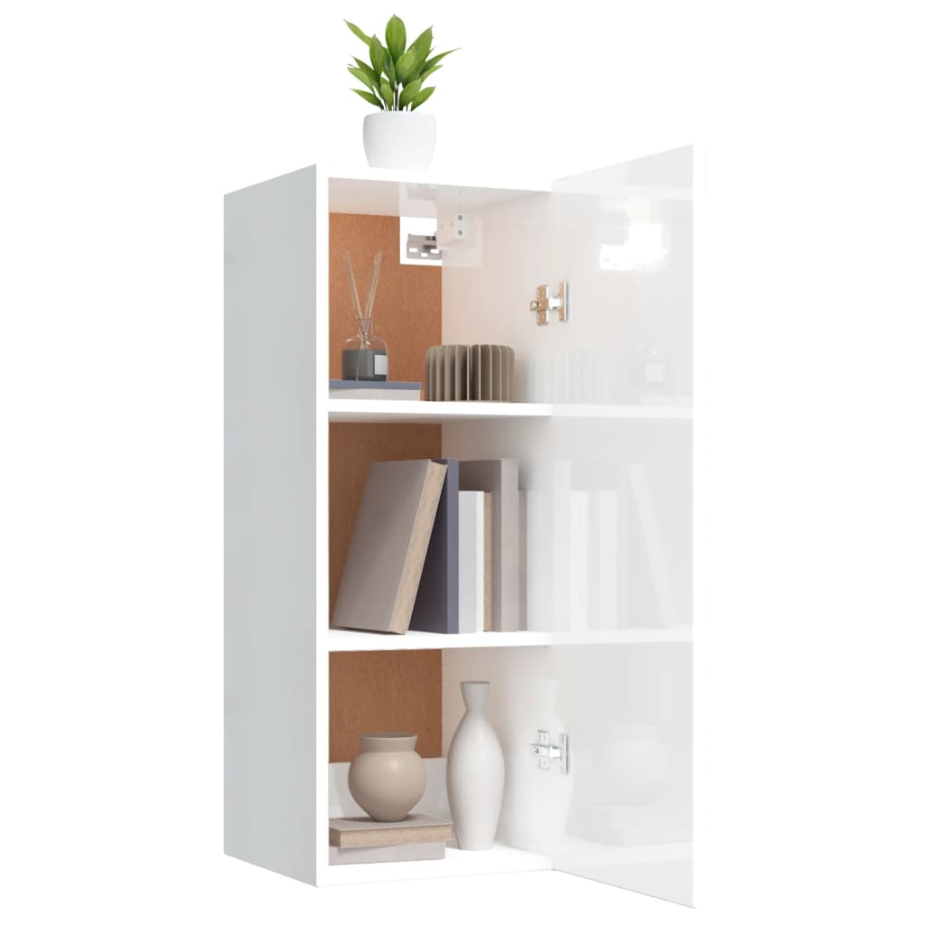Armoire murale Blanc brillant 34,5x34x90 cm Bois d'ingénierie